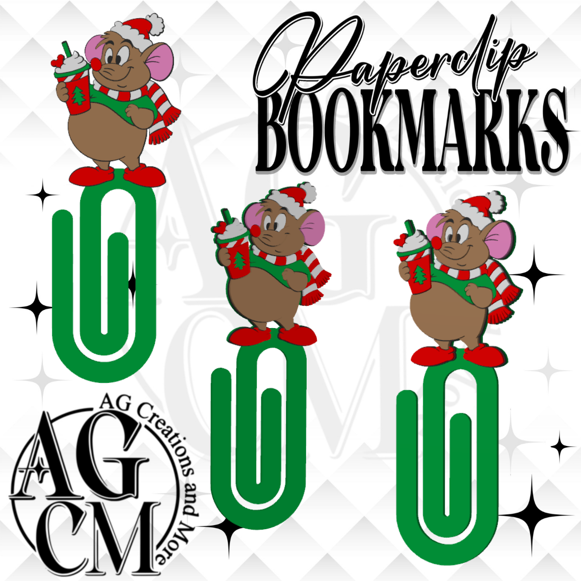 Christmas Mouse 3D Paperclip / Bookmarks (wholesale)