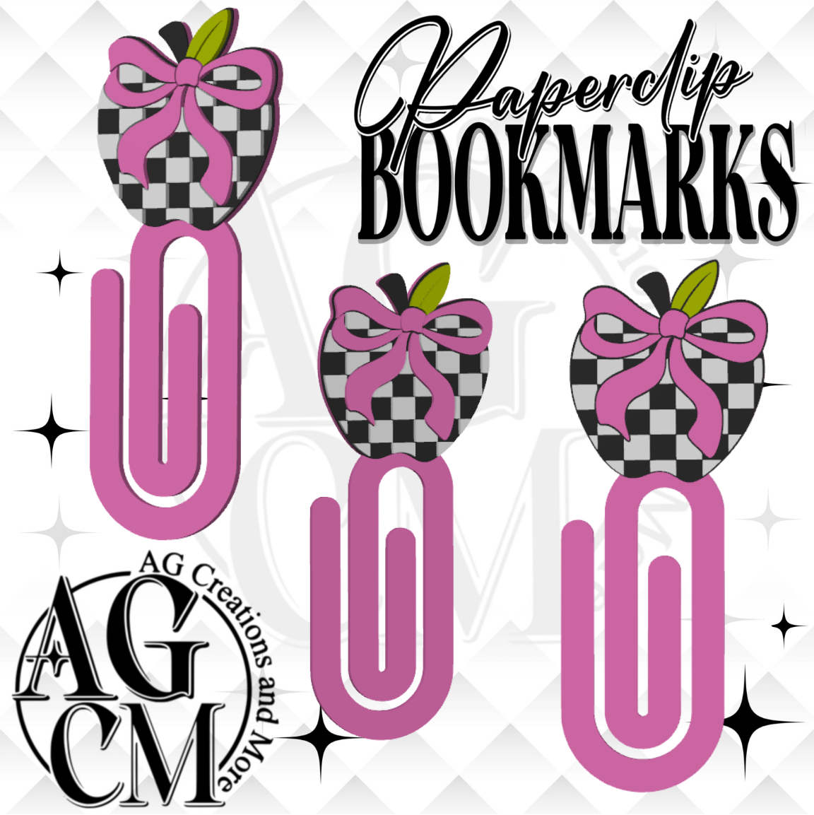 Checker Apple 3D Bookmark/ Paperclip 3MF File