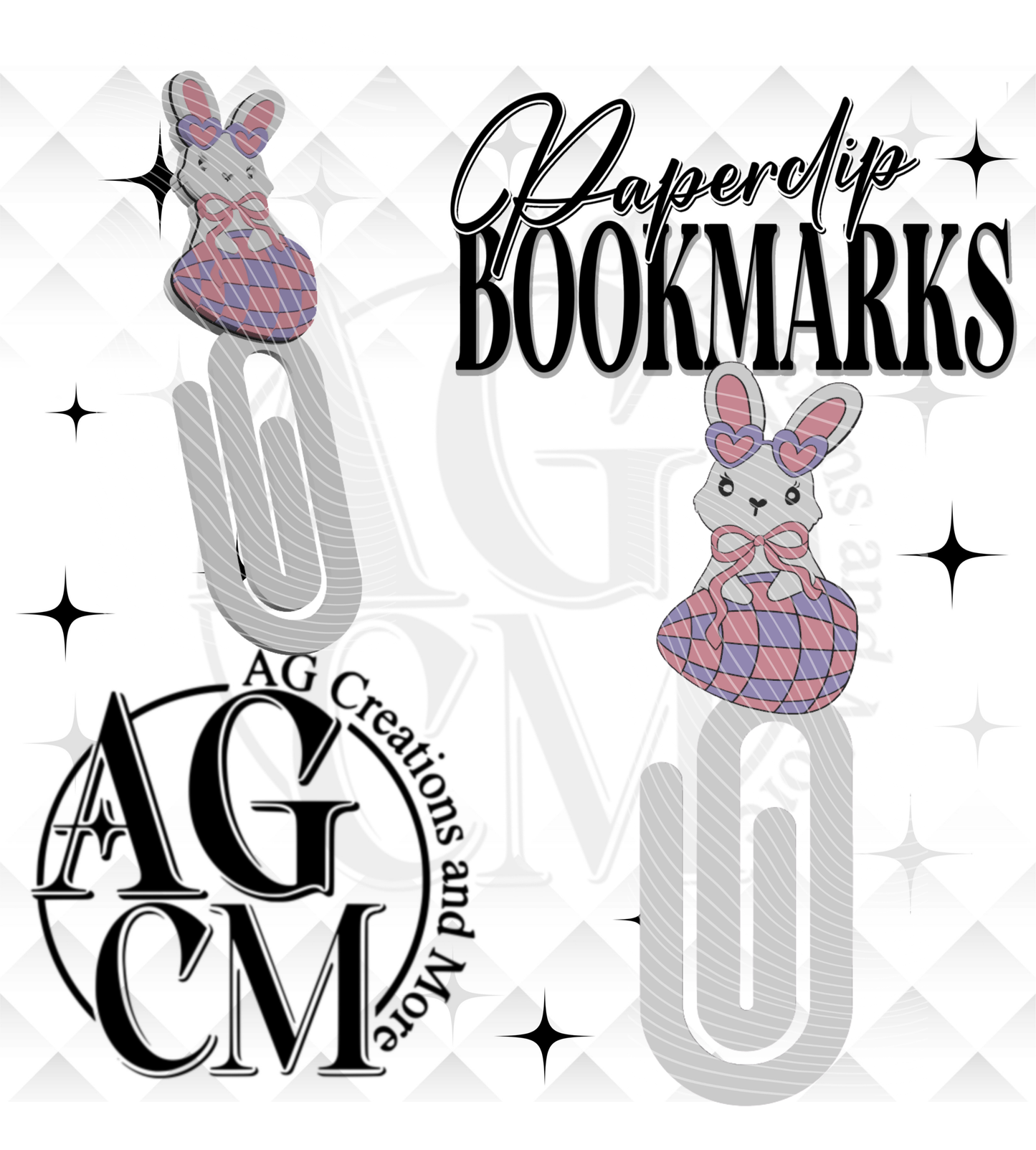 Bunny bow Checker Egg Paperclip / Bookmarks (wholesale)