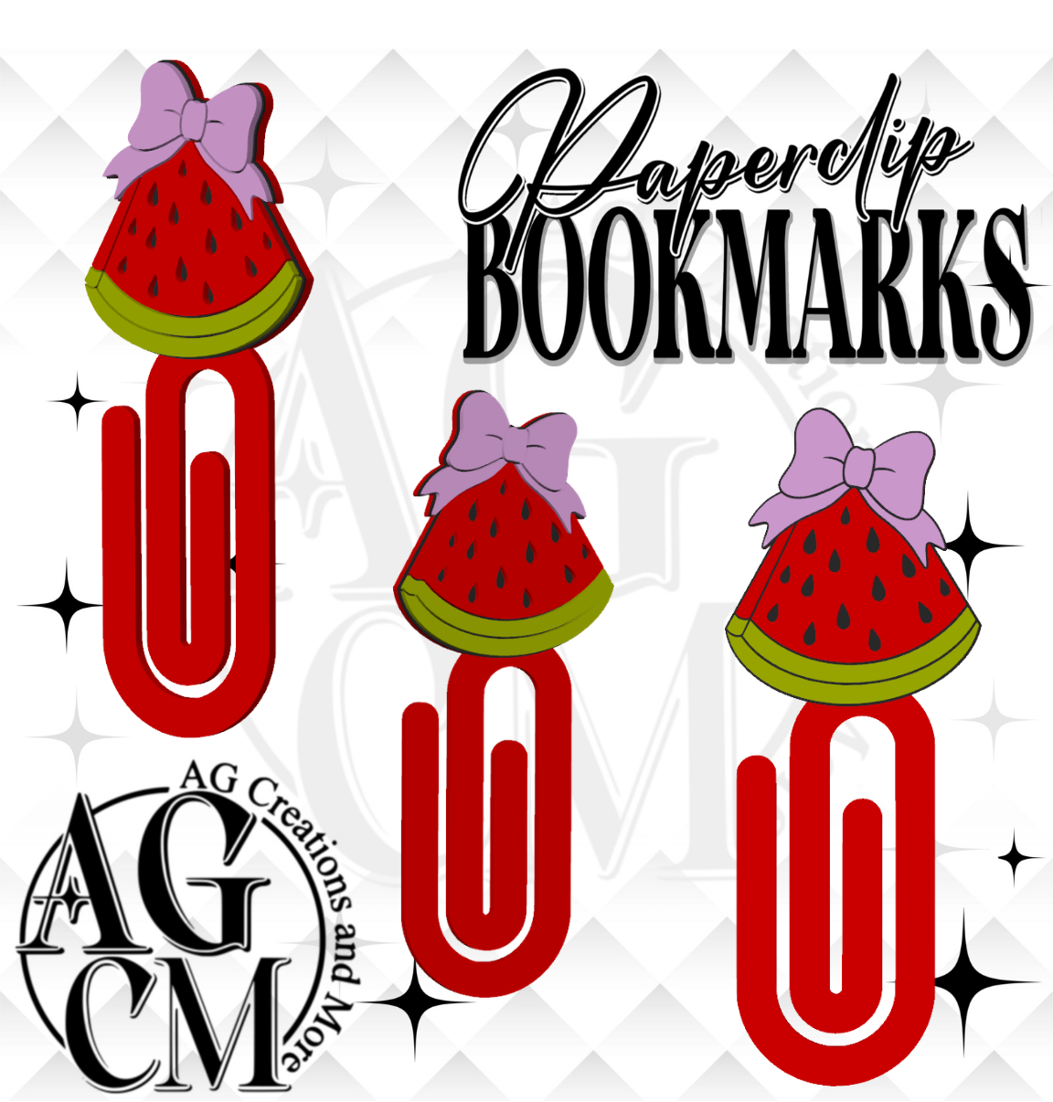 Watermelon 3D Bookmark/ Paperclip 3MF File