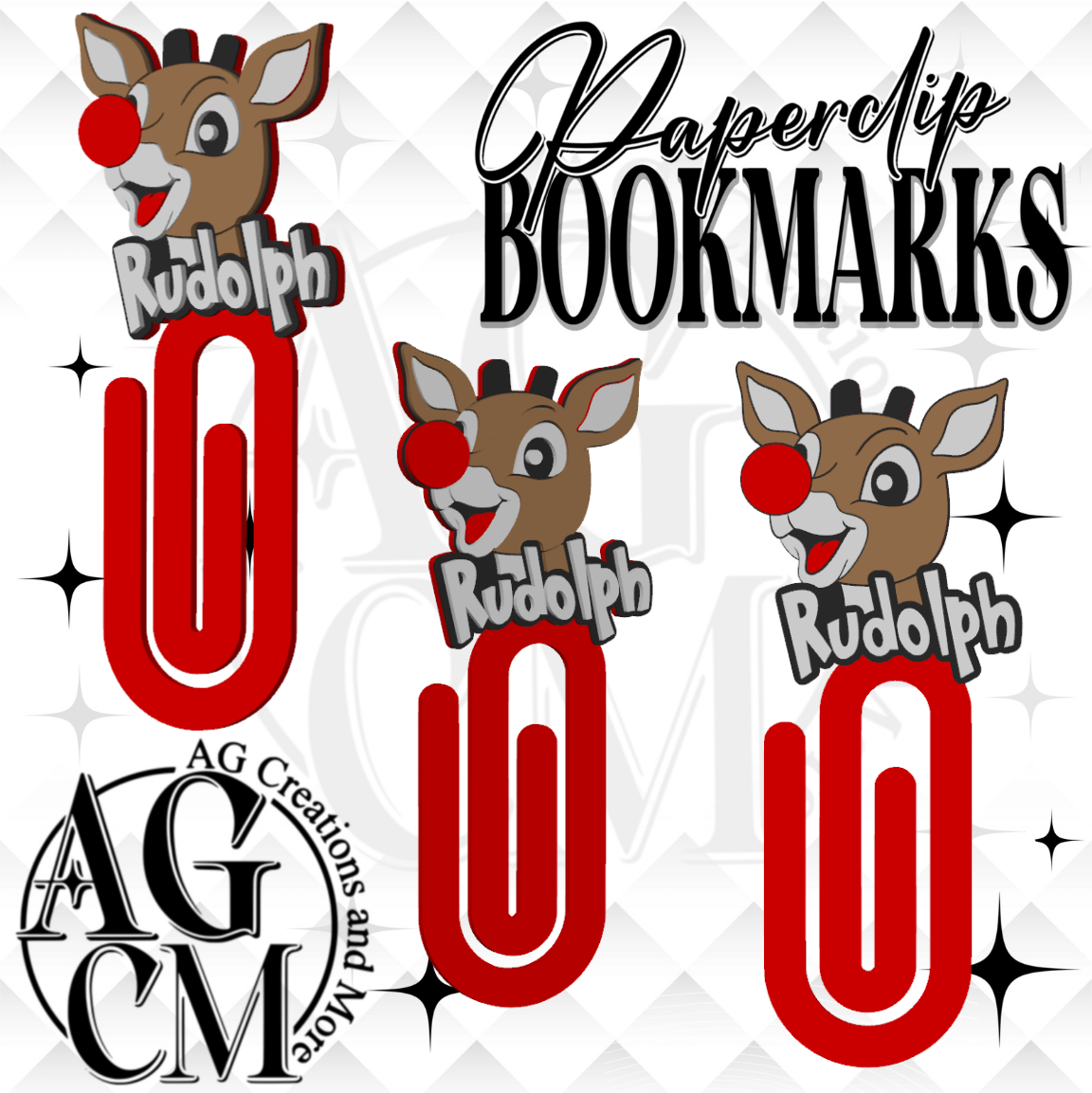 Red Nose Reindeer 3D Paperclip / Bookmarks (wholesale)