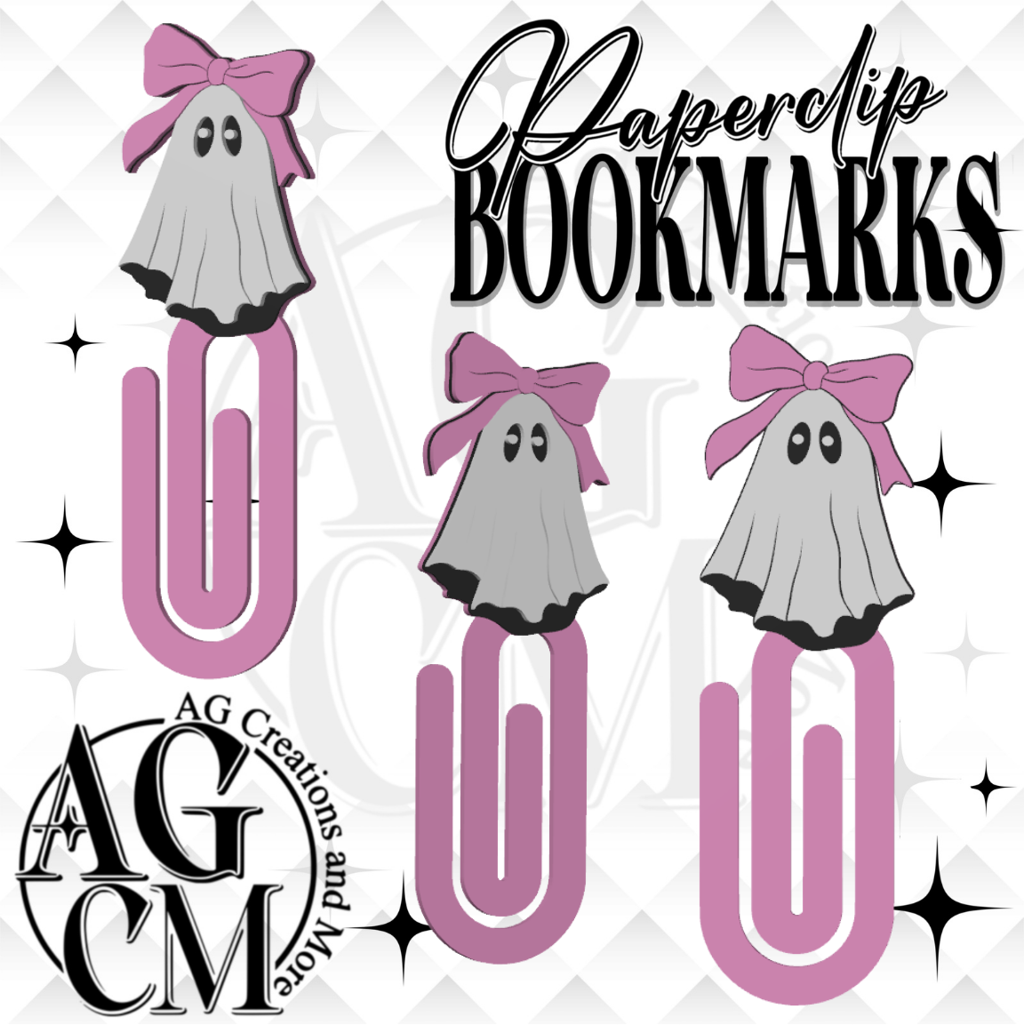 Ghost pink bow 3D Bookmark/ Paperclip 3MF File