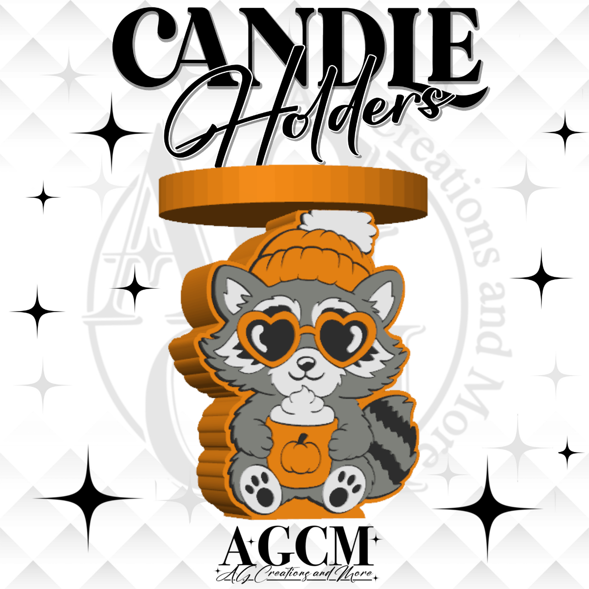 Fall Raccoon 3D Candle Holder 3MF / STL File