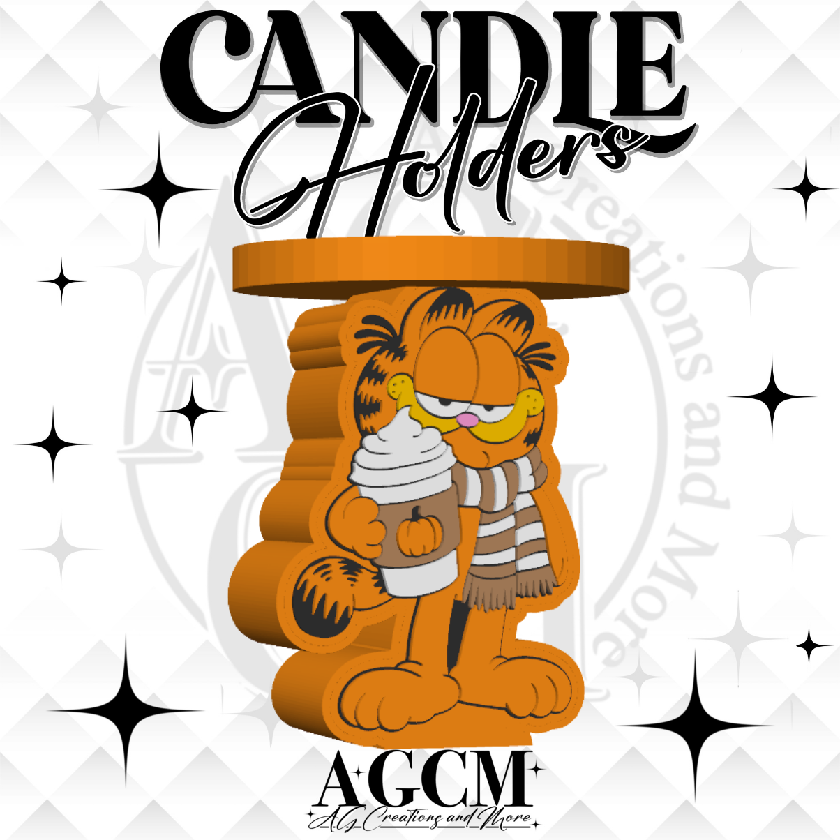 Fall Orange Cat 3D Candle Holder (wholesale)