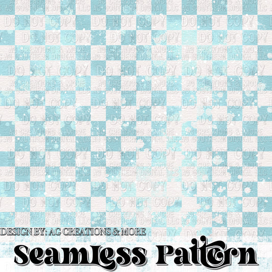 Blue Checker Seamless Pattern