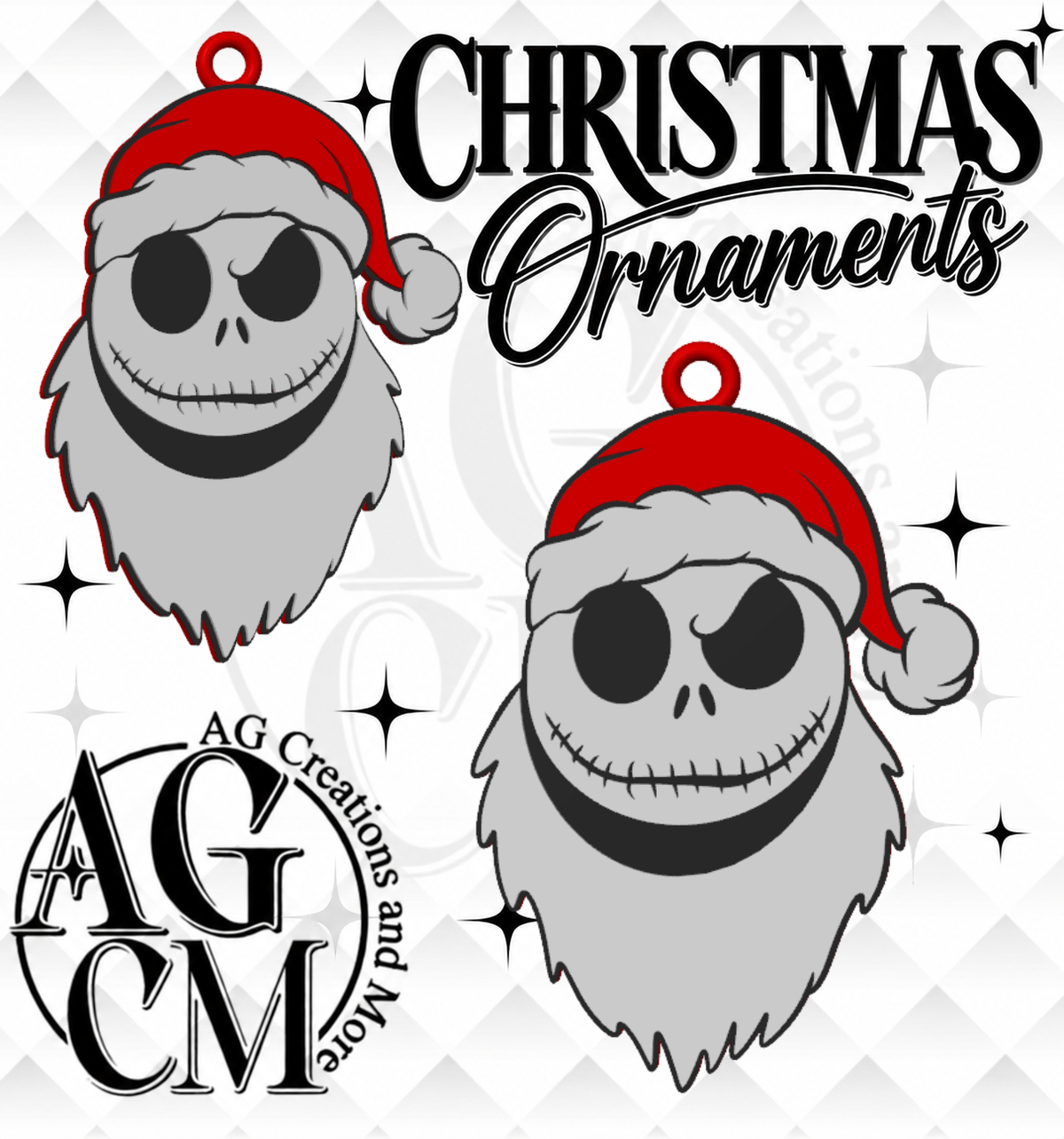 Spooky Skeleton Santa 3D Christmas Ornaments (Wholesale/singles)