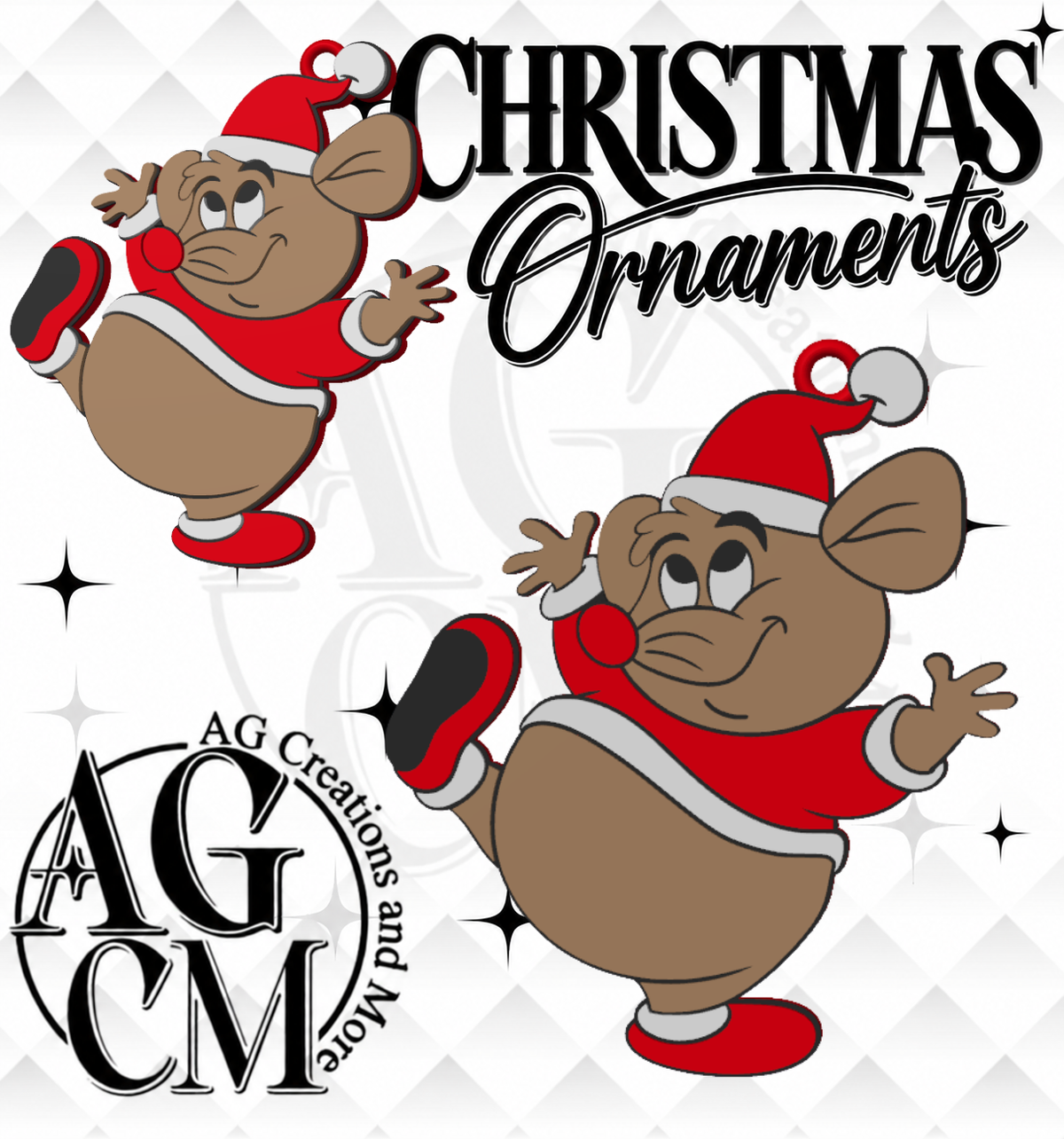 Christmas Mouse 3D Christmas Ornaments (Wholesale/singles)