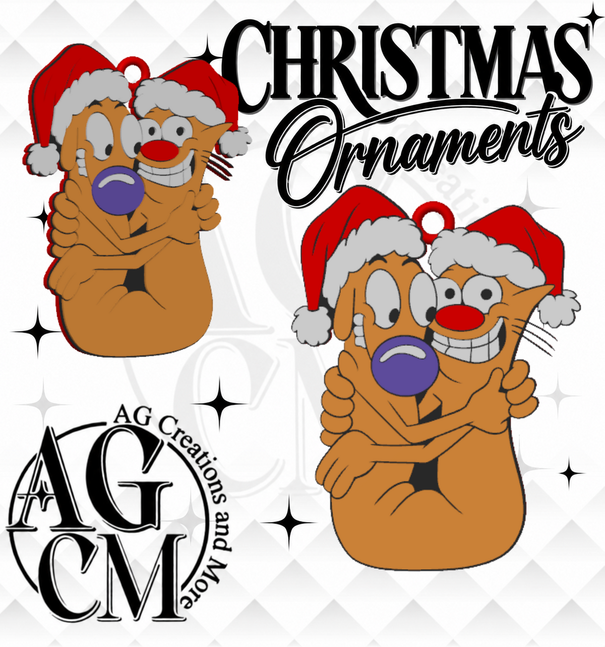 90s Quirky Duo 3D Christmas Ornaments (Wholesale/singles)
