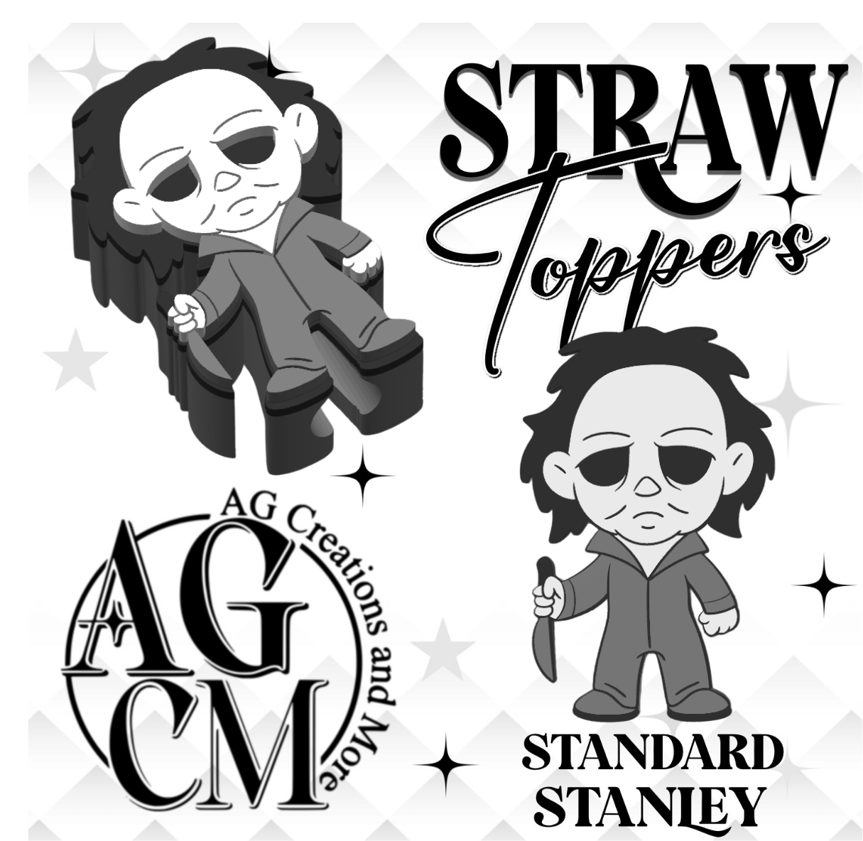 Halloween 3D Straw Toppers