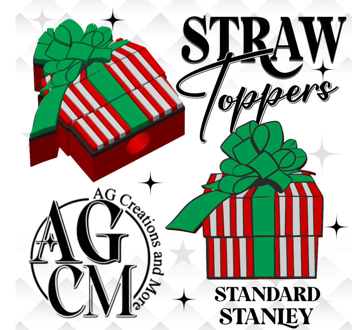 Polar Present 3D Straw Toppers