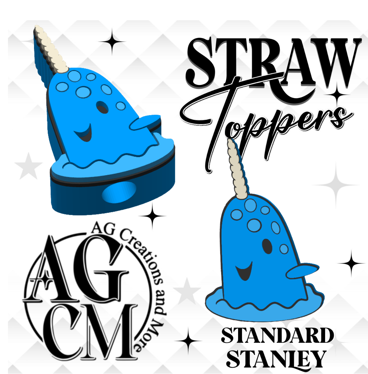 Whale Elf 3D Straw Toppers