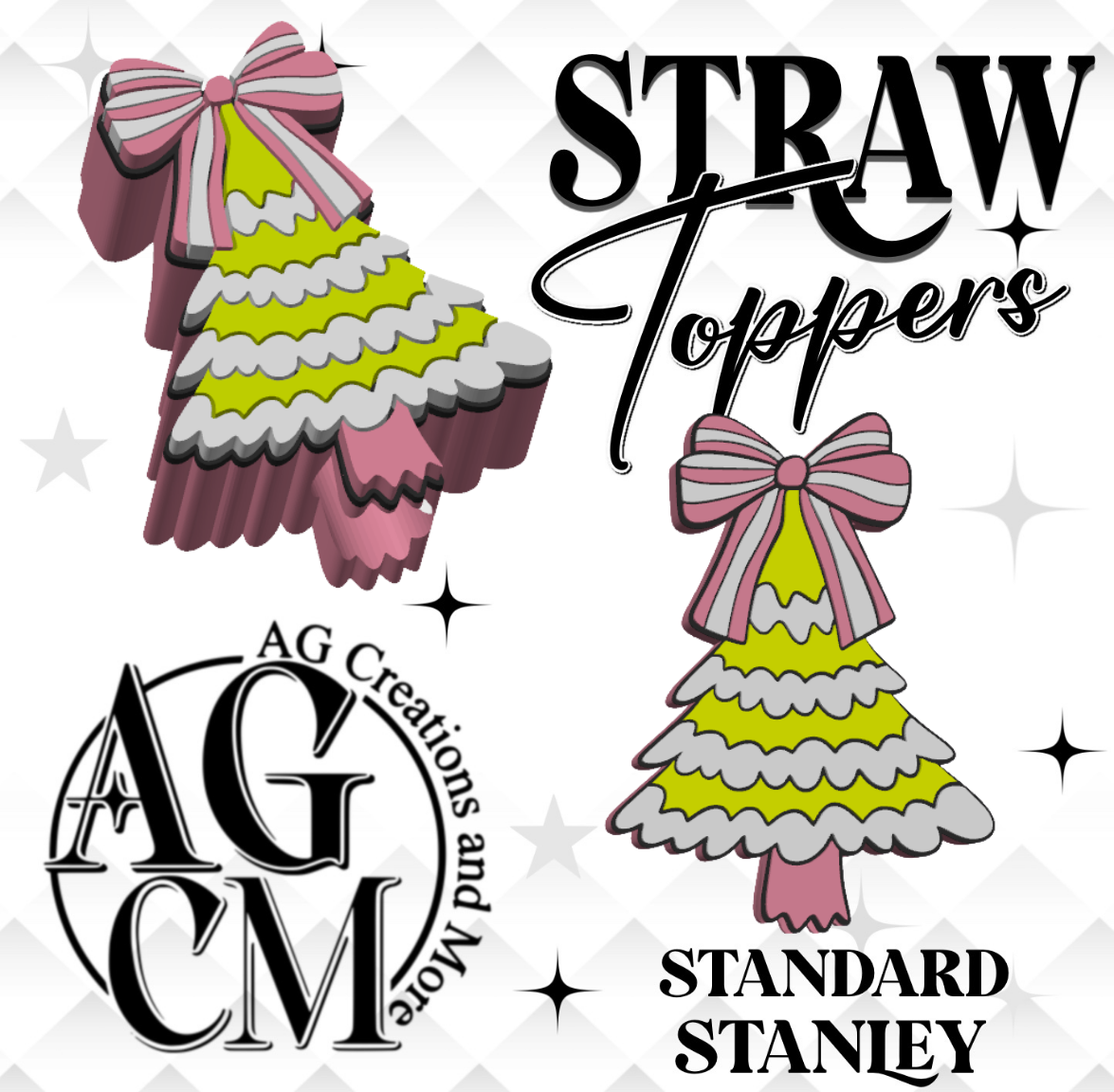 Christmas Tree coquette 3D Straw Toppers