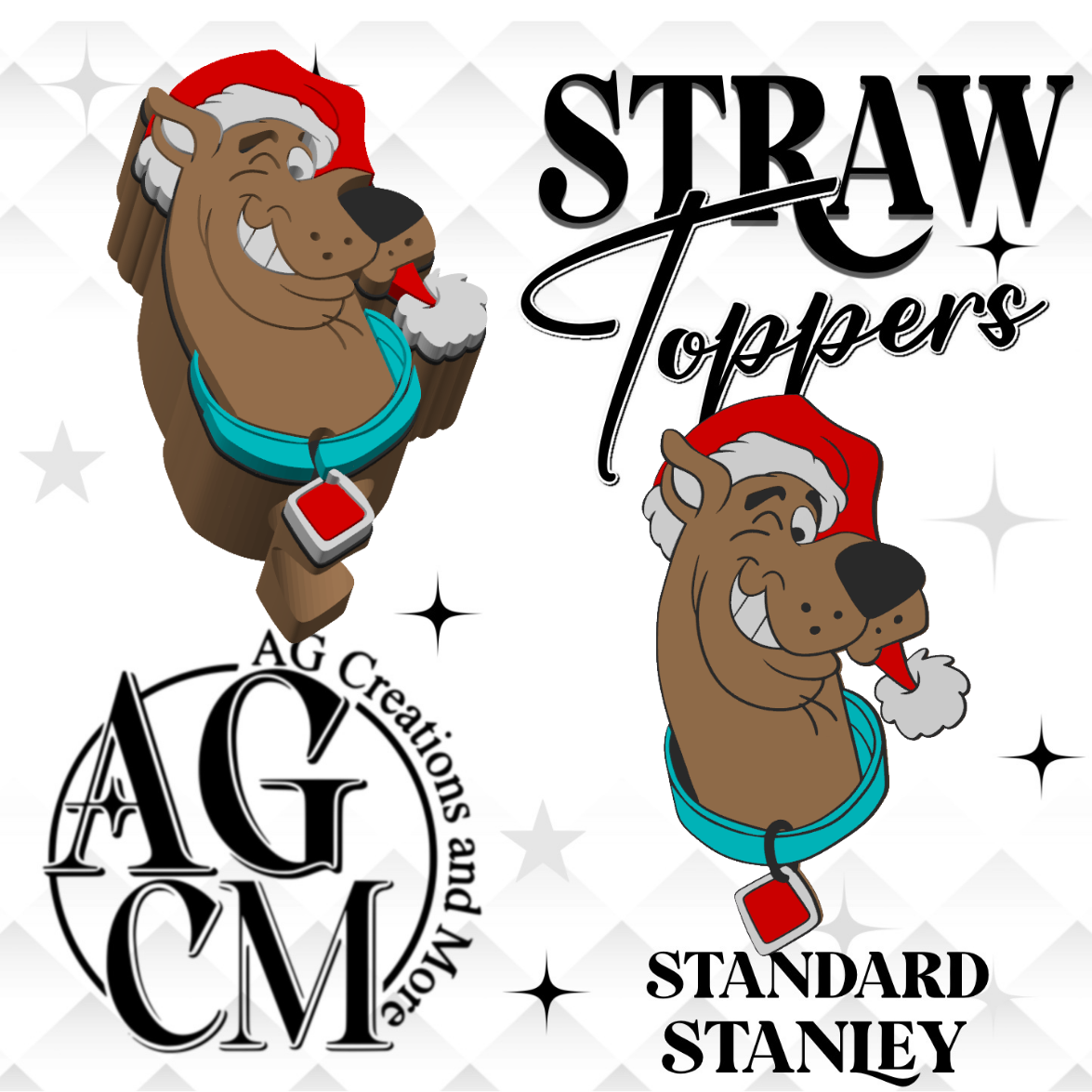 Christmas Scoob Winking 3D Straw Toppers