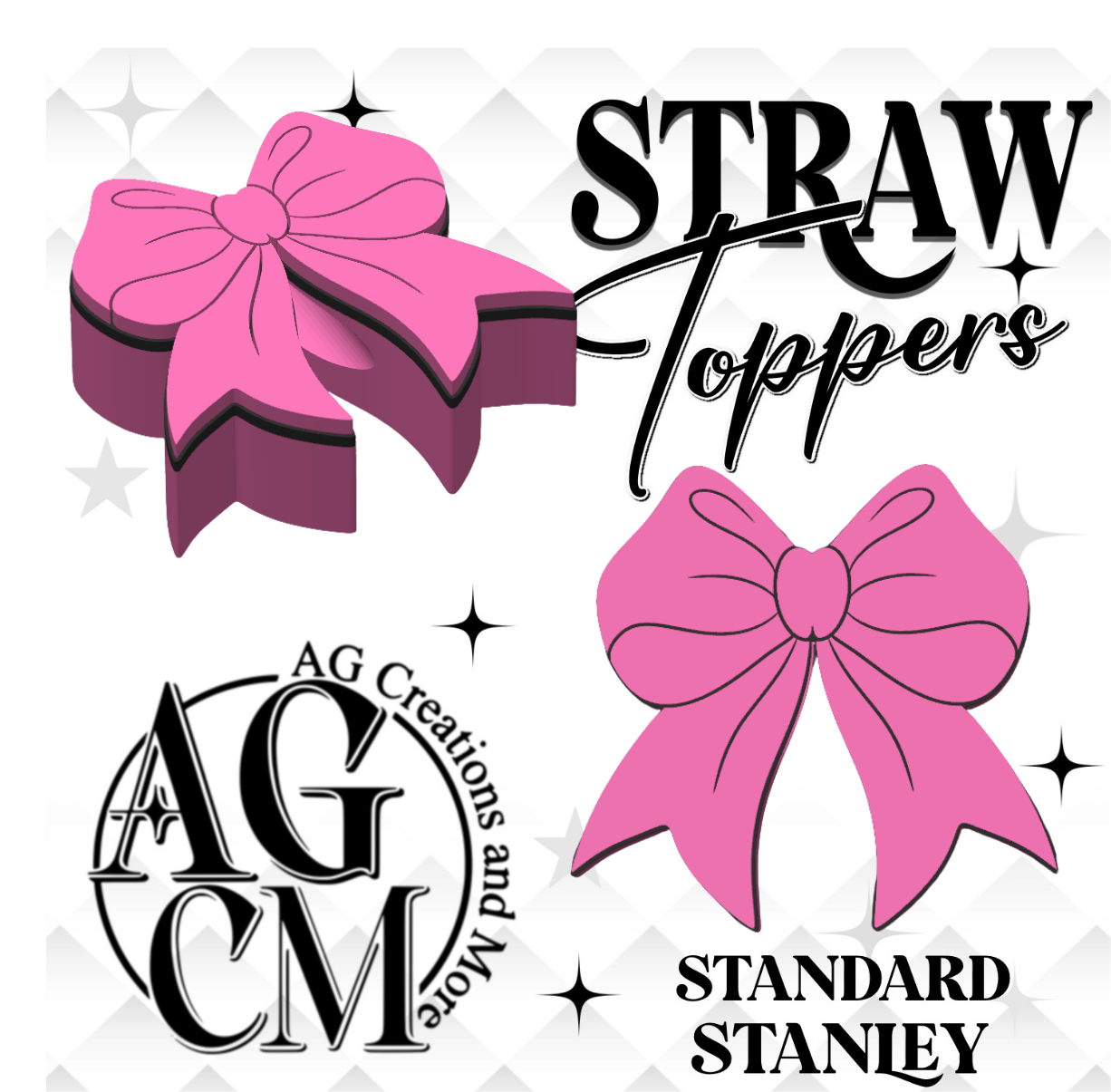 Bow 3D Straw Toppers