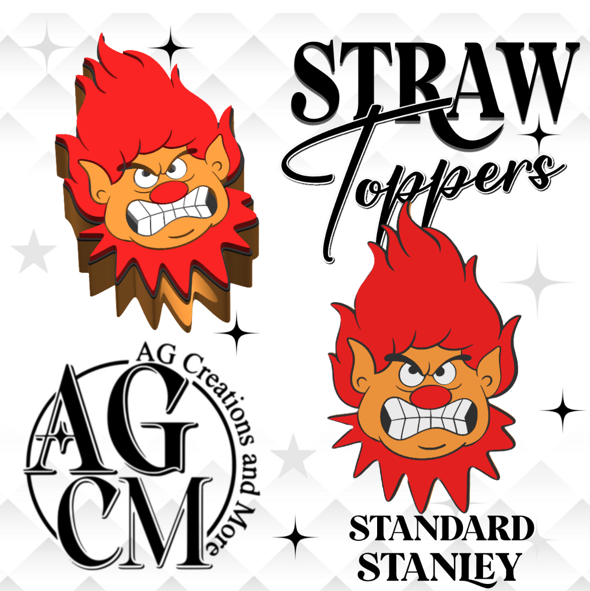 Hot 3D Straw Toppers