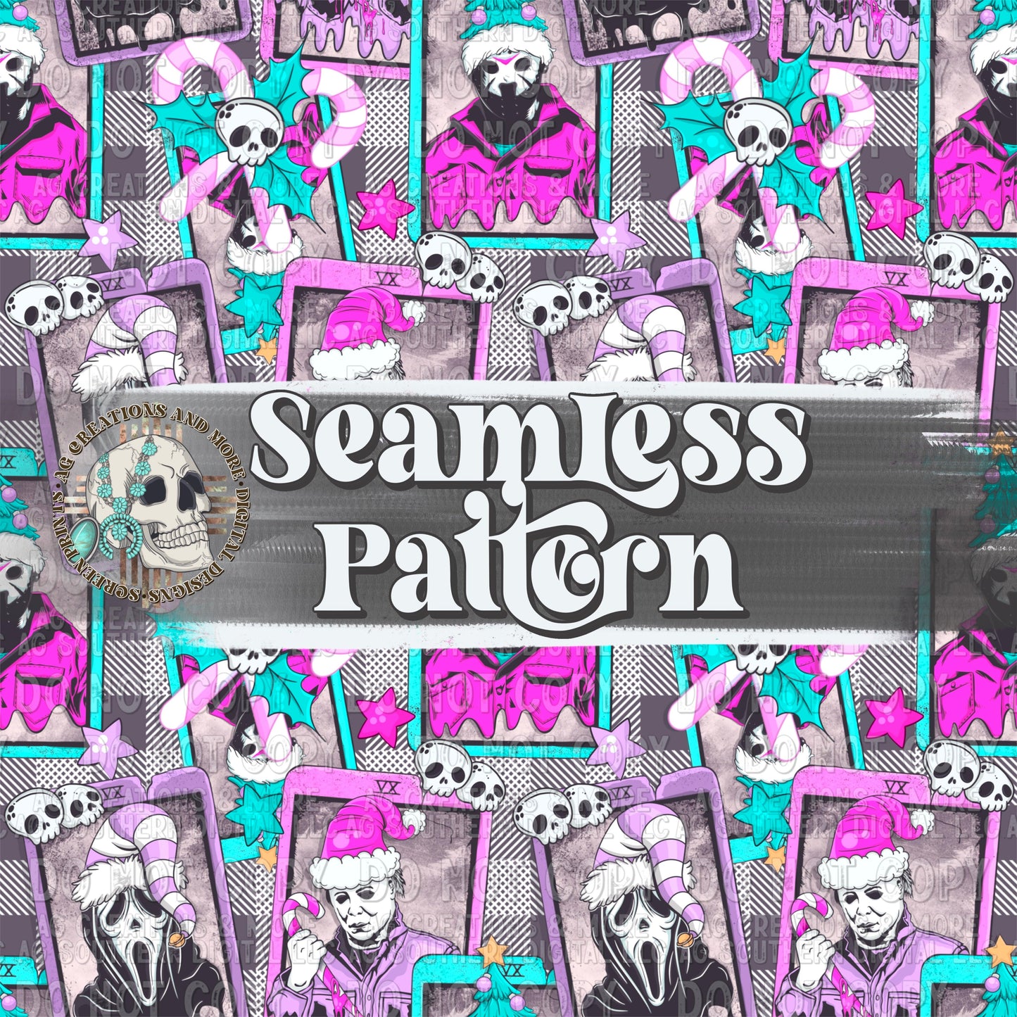 Horror Christmas Seamless Pattern