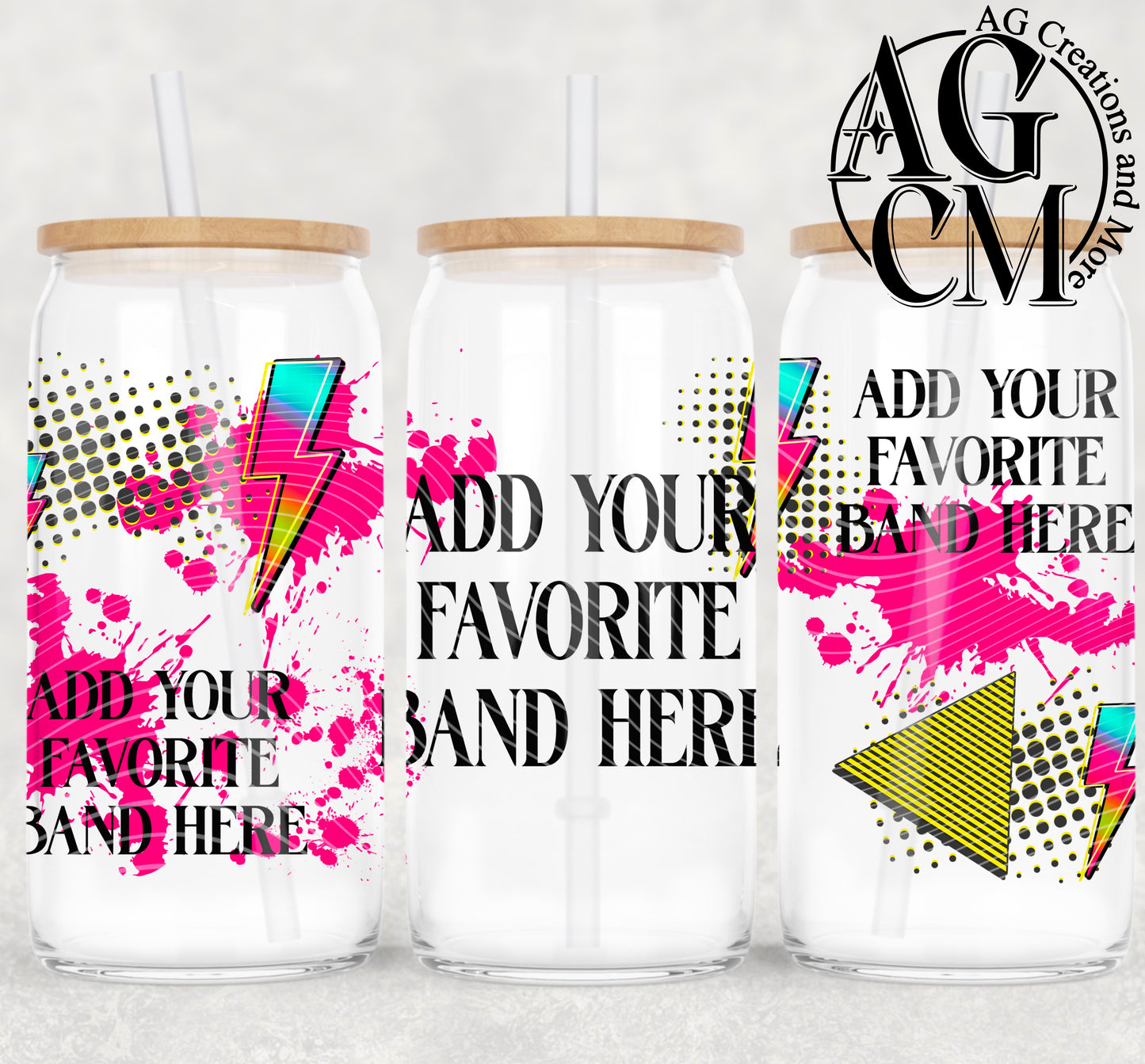 Rock bands add your own darker pink 16oz libby wrap PNG