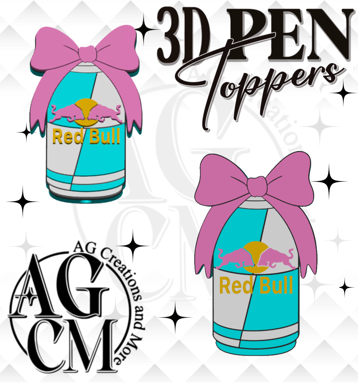 Girly R-Bull 3D Pen Toppers (wholesale)