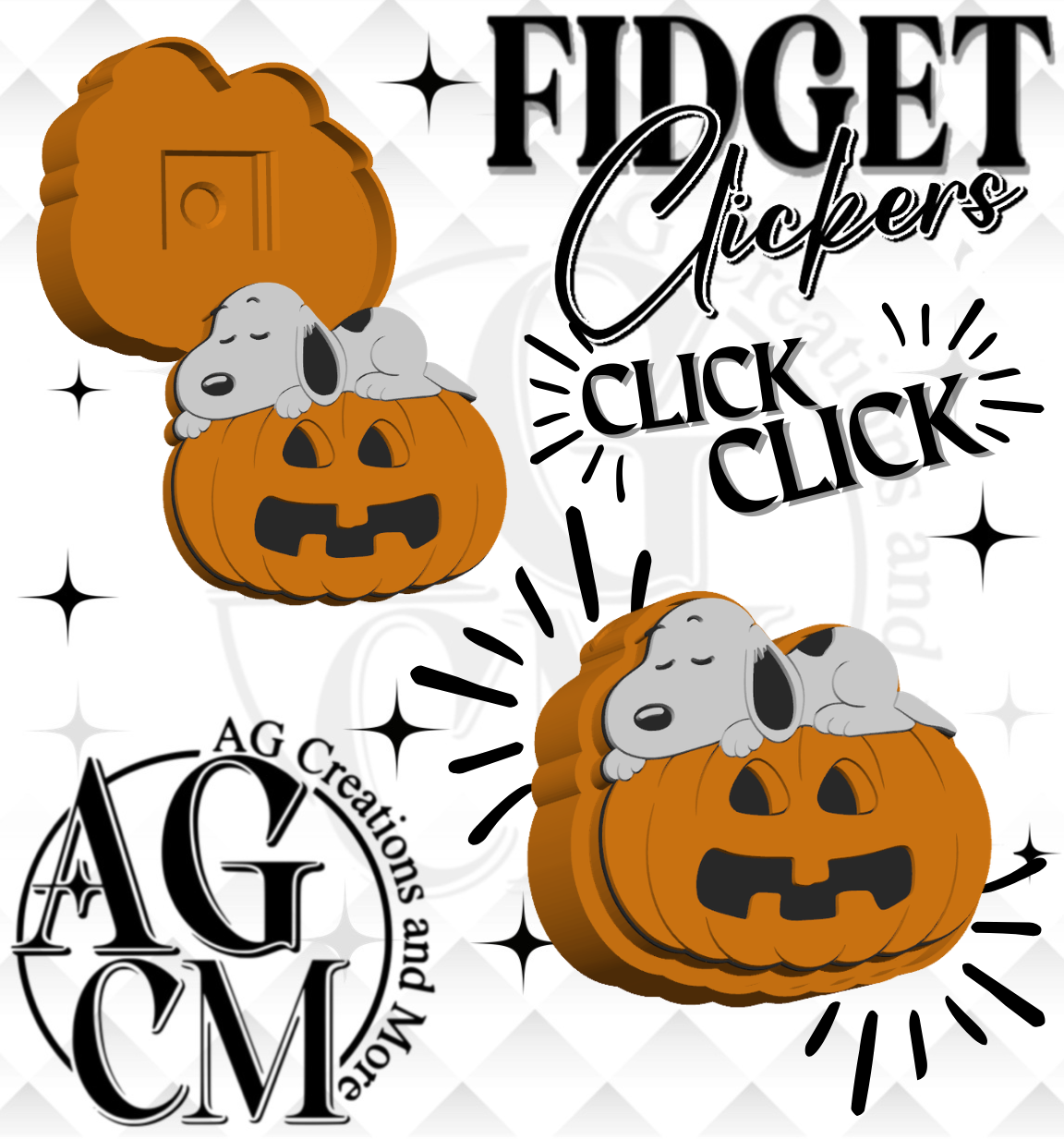 Pumpkin Pup 3D Fidget Clickers STL / 3MF Files