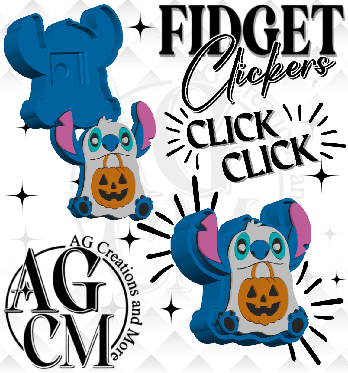 Blue guy ghost 3D Fidget Clickers STL / 3MF Files
