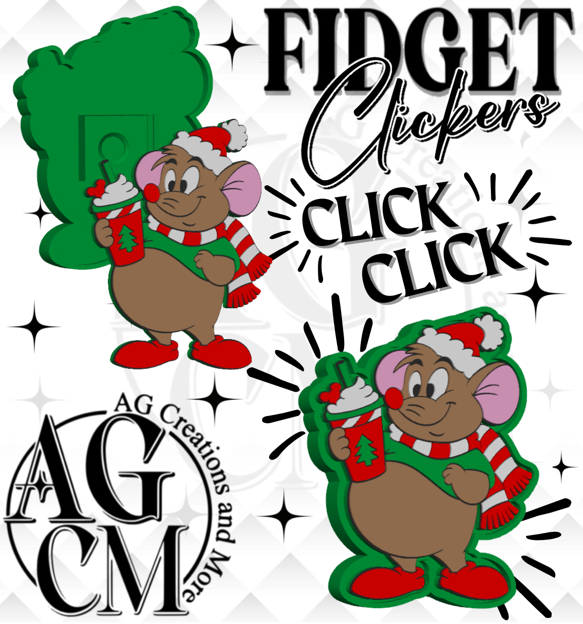 Christmas Mouse 3D Fidget Clickers STL / 3MF Files