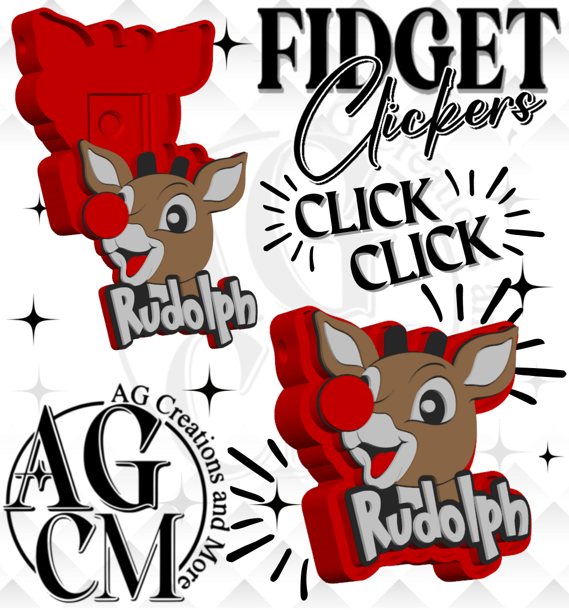 Red Nose Reindeer 3D Fidget Clickers (wholesale)
