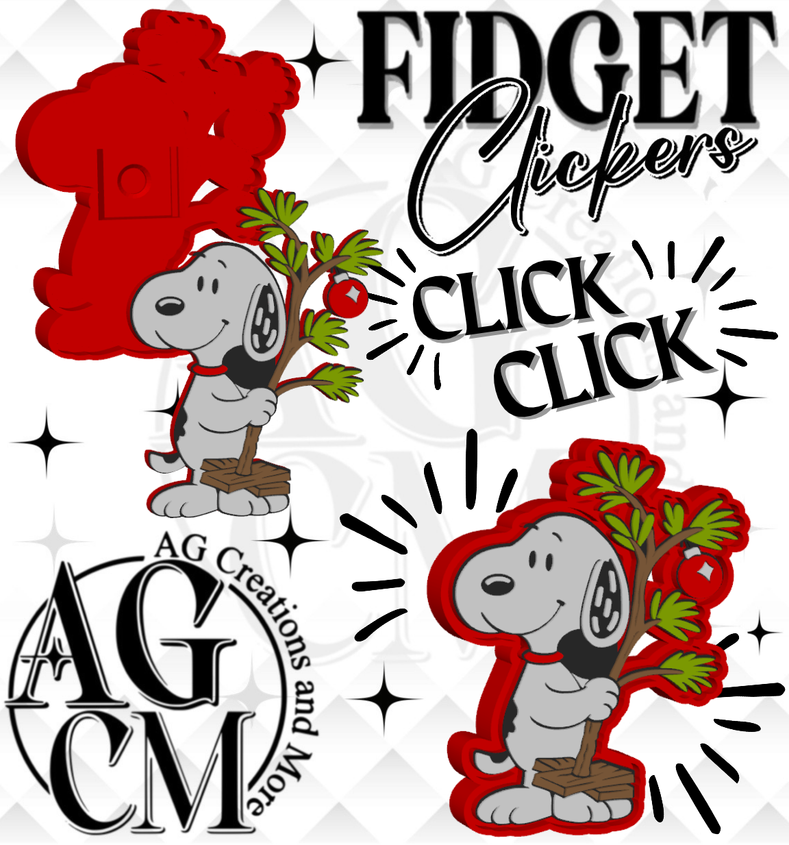 CB Christmas Pup 3D Fidget Clickers STL / 3MF Files