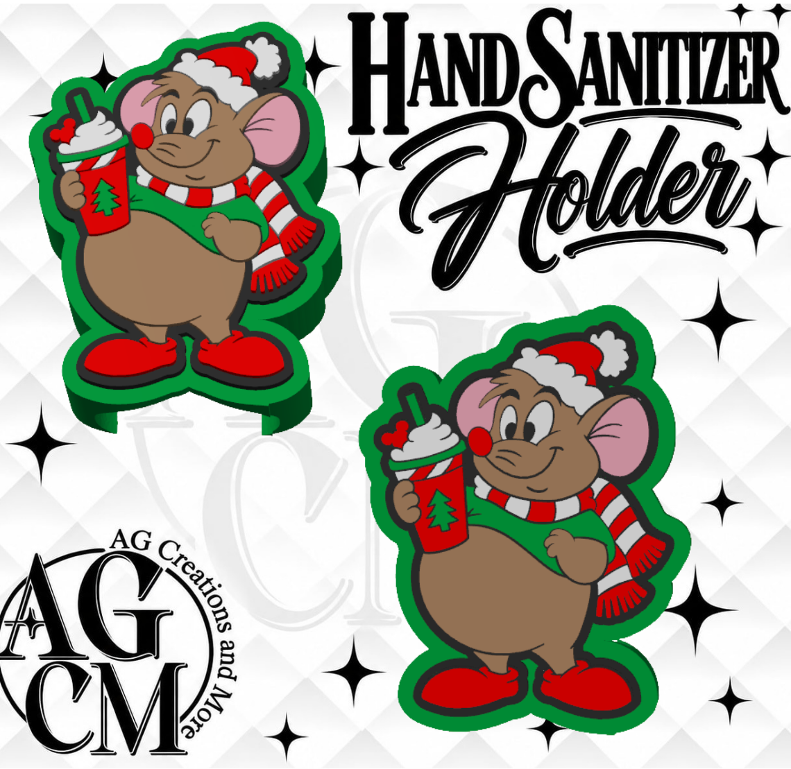 Christmas mouse 3D Hand Sanitizer Holder (Wholesale/singles)