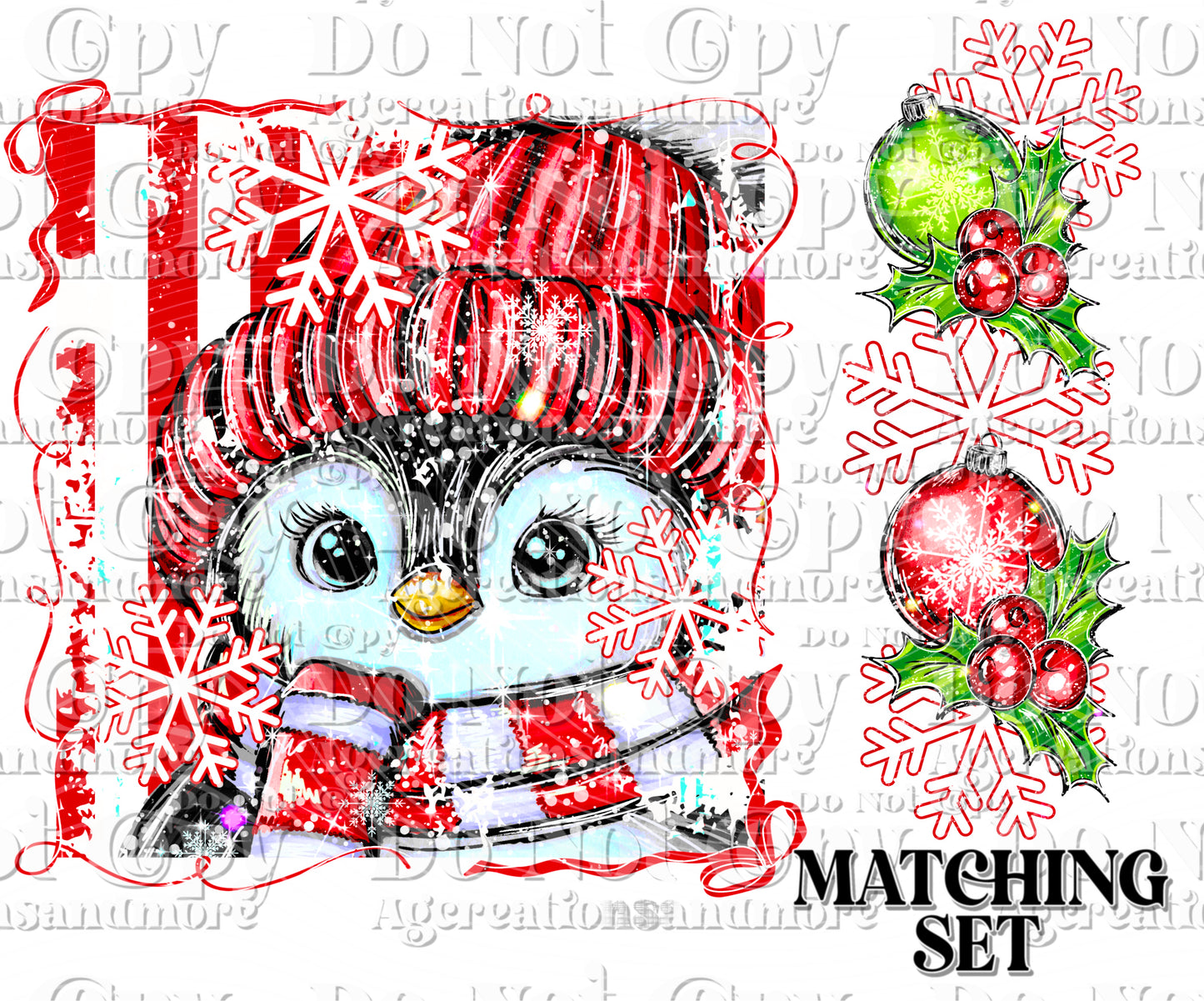 Selfie pic Christmas penguin Digital Download PNG