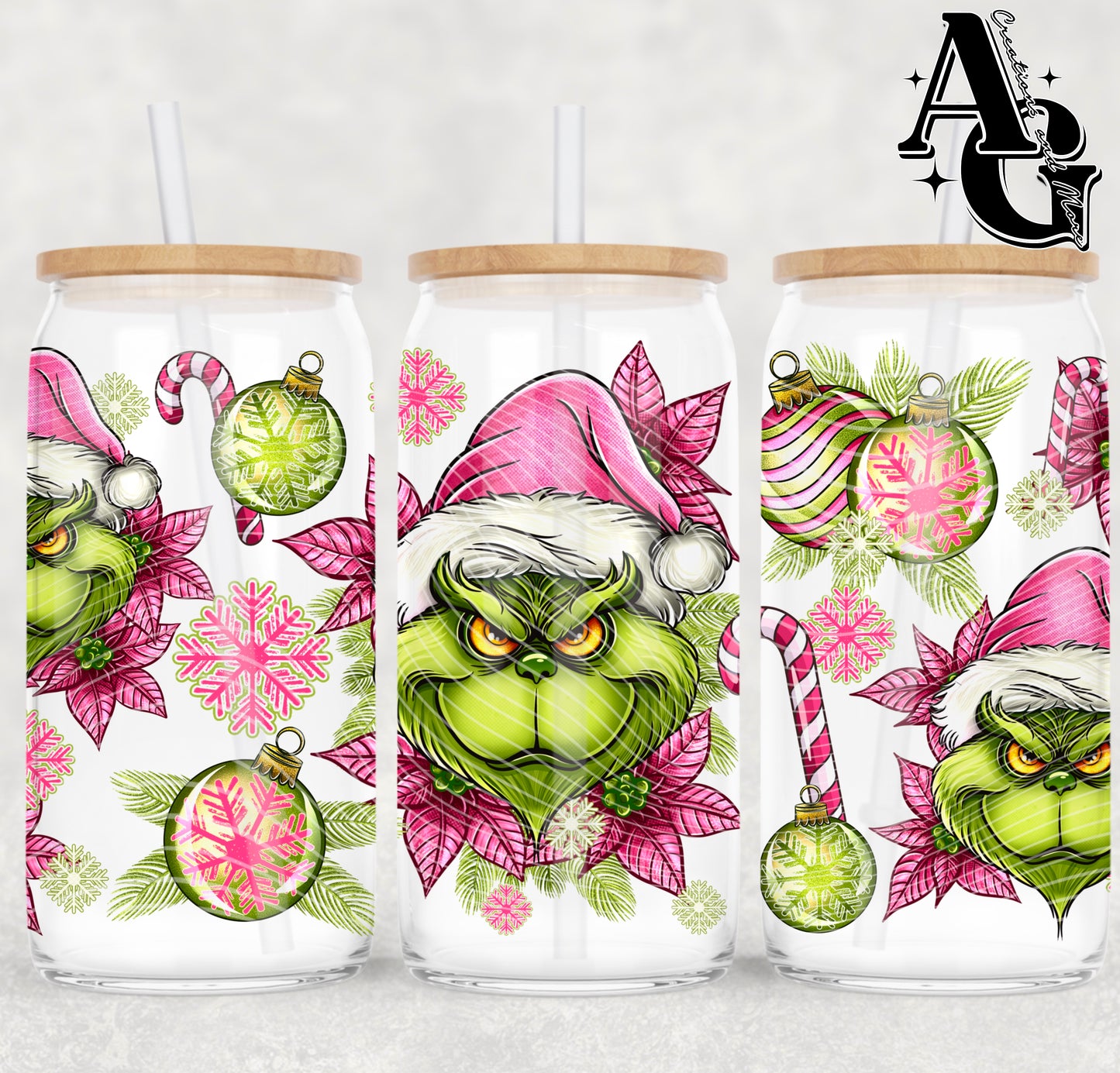 Pink christmas 16oz Libby wrap Png