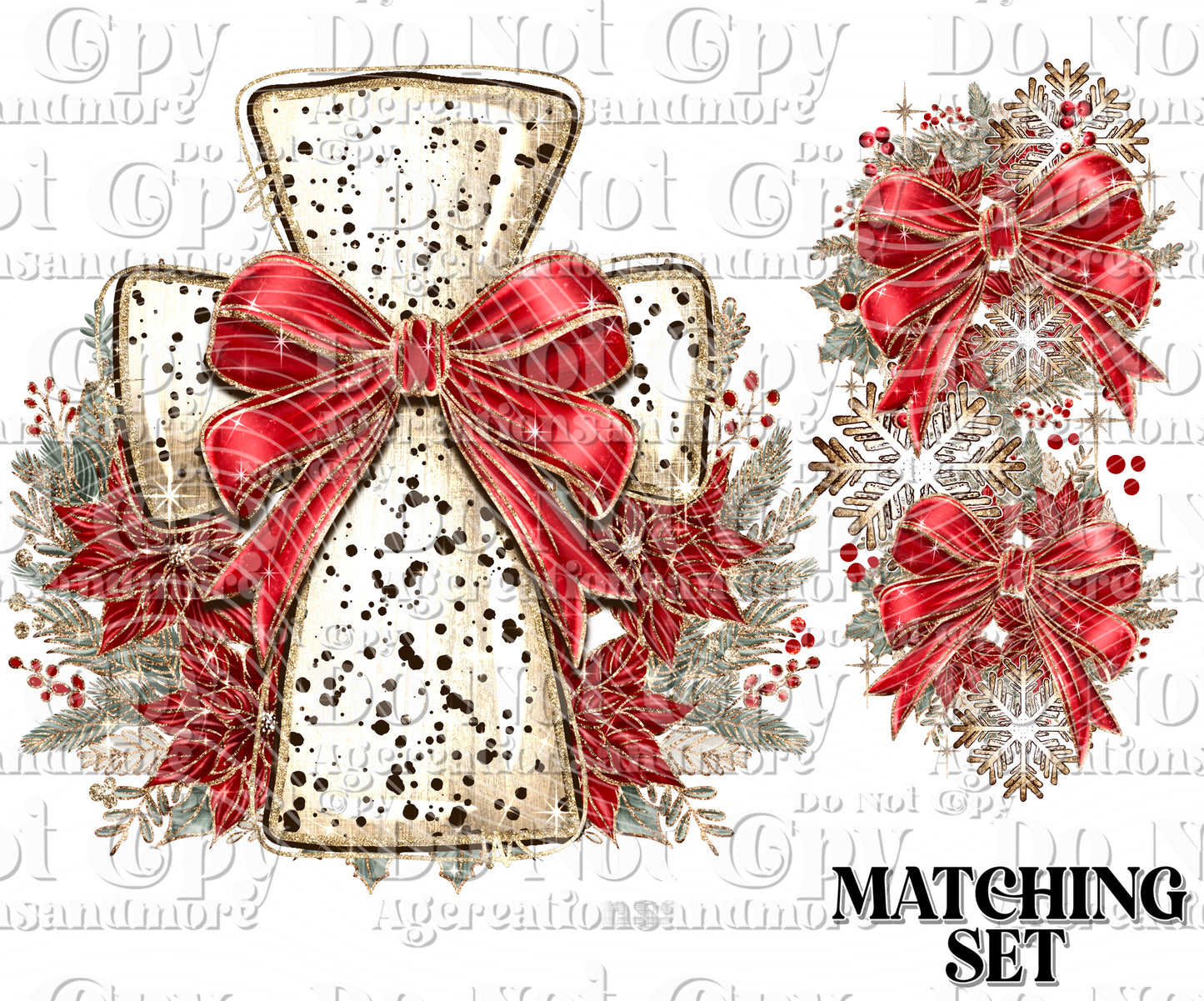 Red Christmas Cross set Digital Download PNG