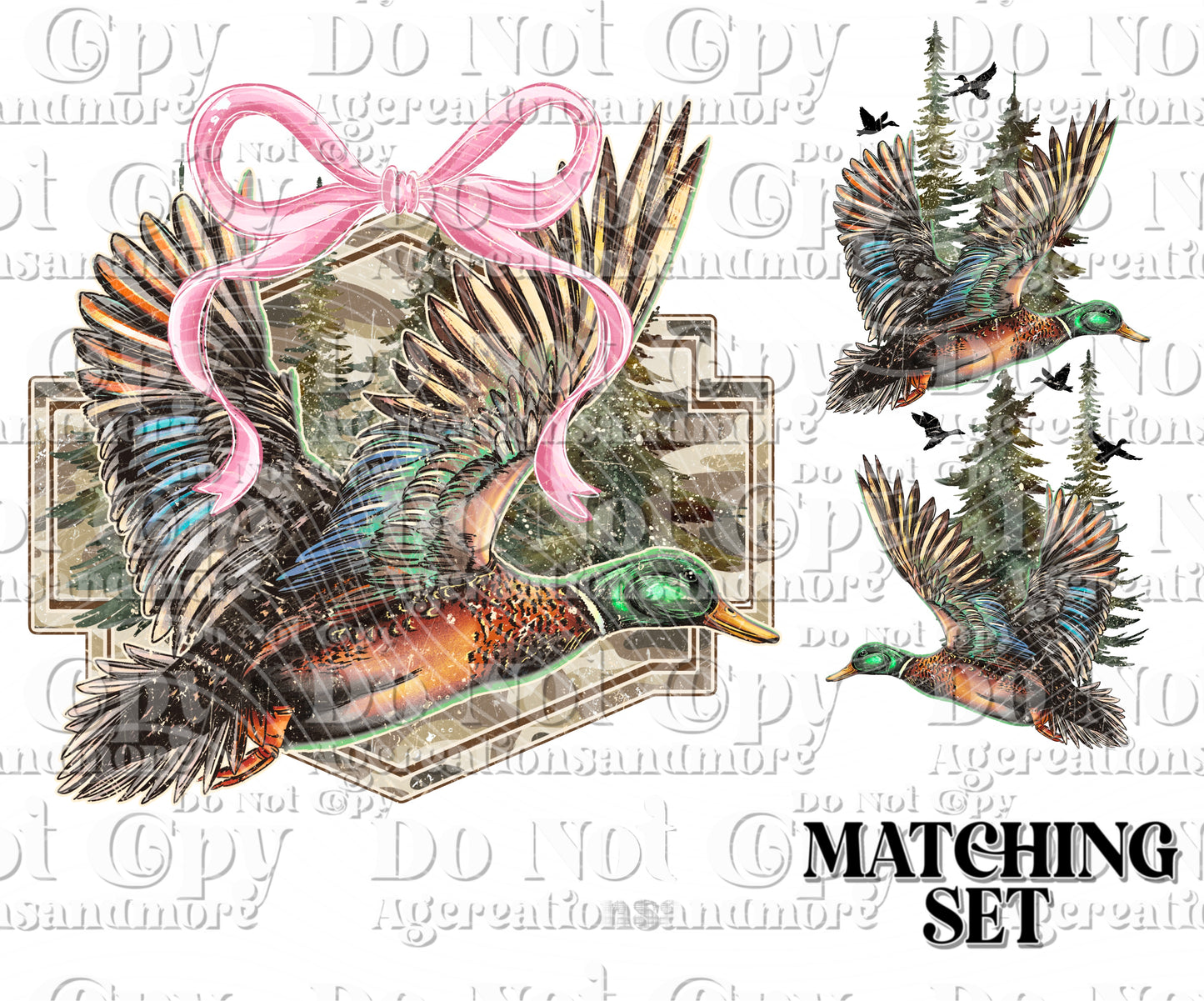 Mallard Pink Bow Sets Digital Download PNG
