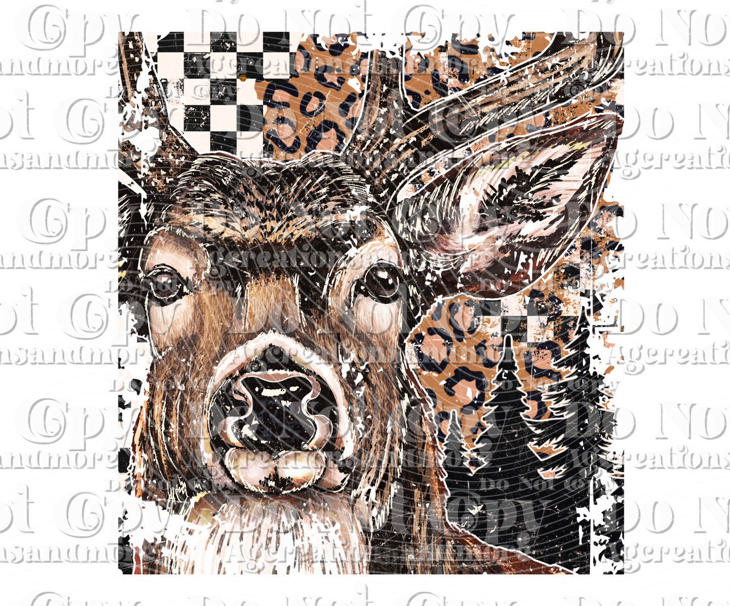 Hunting leopard checker Buck Digital Download PNG