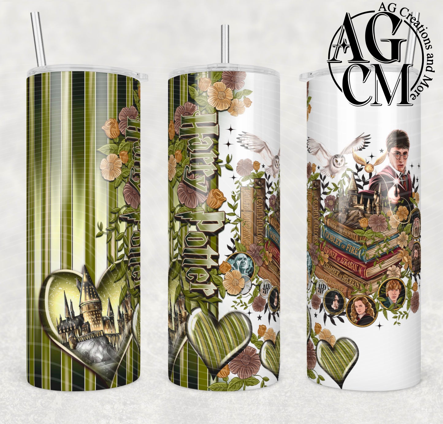 20oz Wizard Books Slytherin Tumbler Digital Download PNG