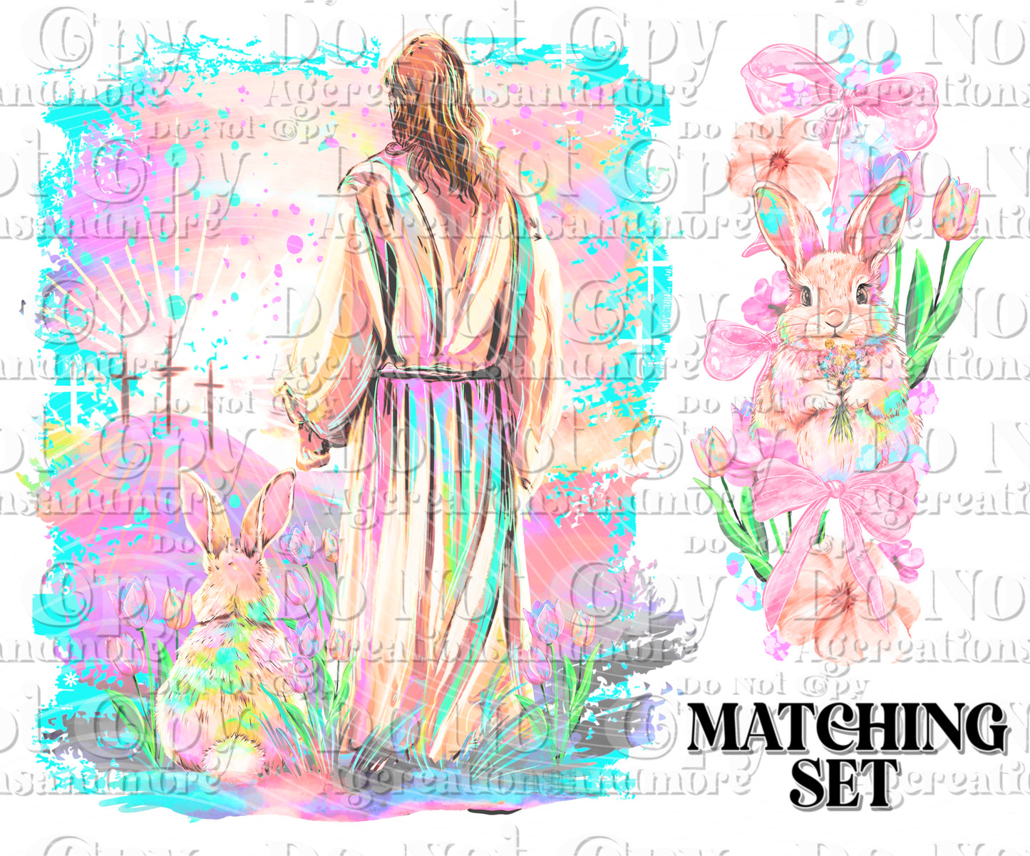 Bunny and Jesus set Digital Download PNG
