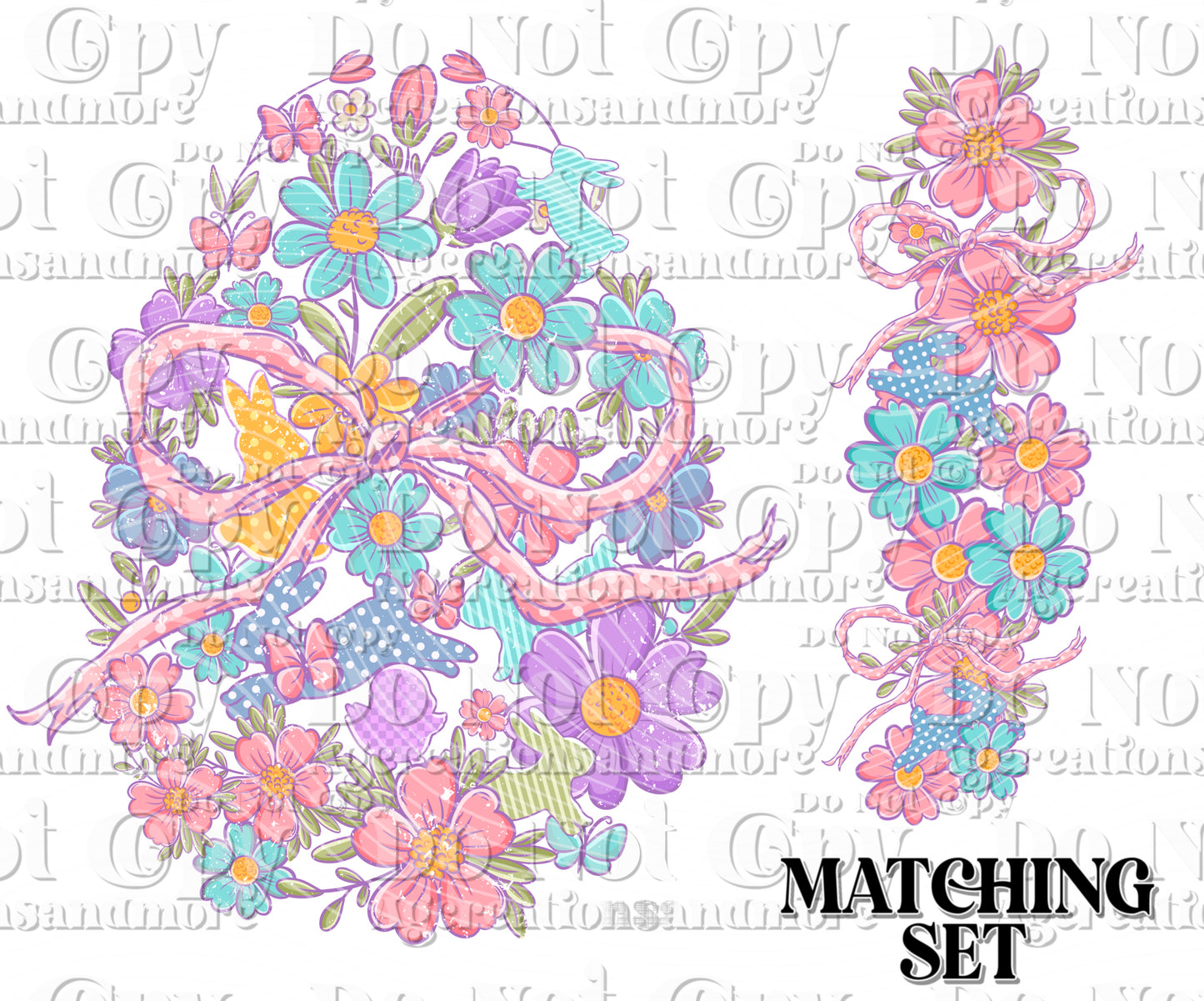 Floral easter egg set Digital Download PNG