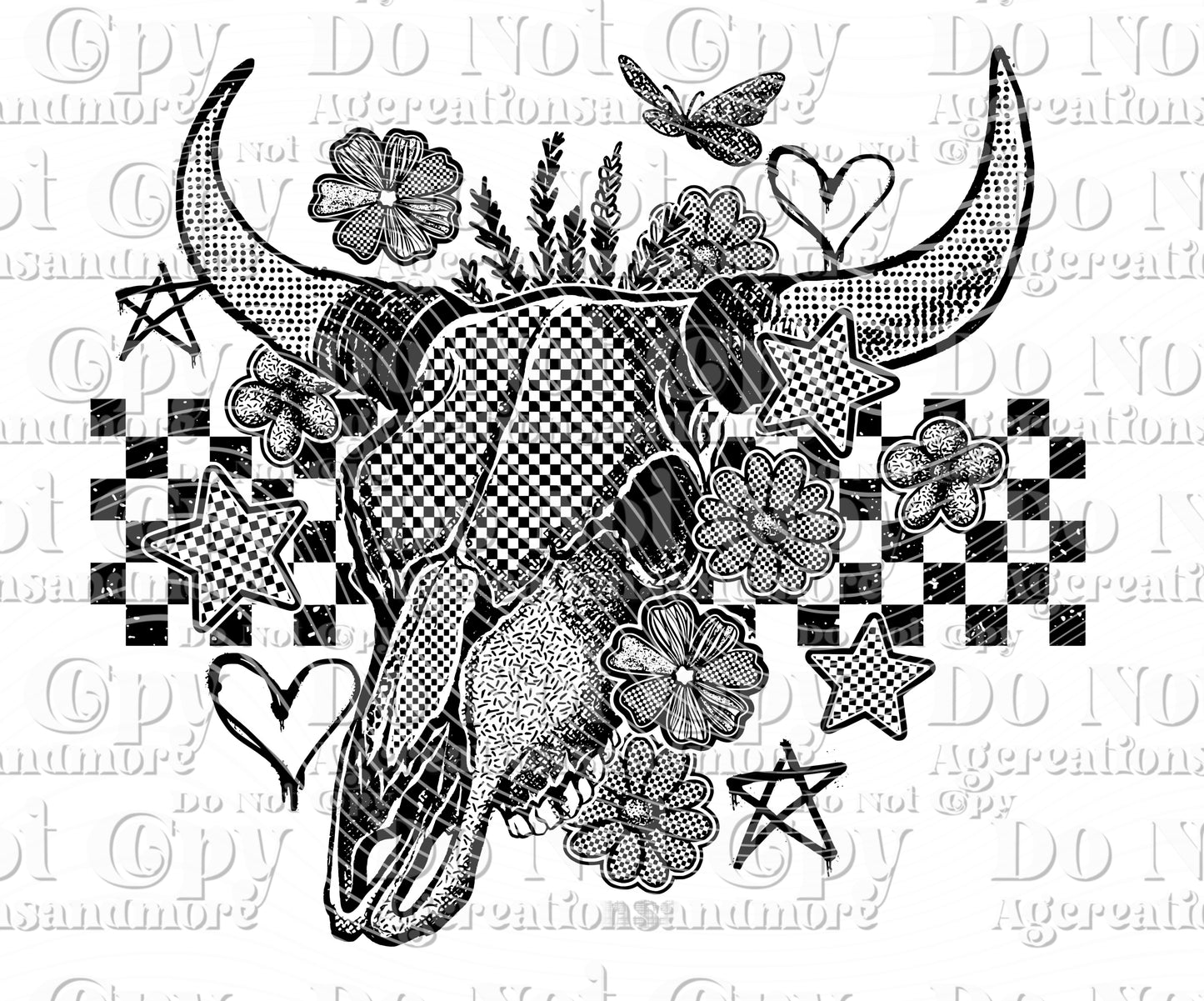 Retro skull, Digital Download PNG