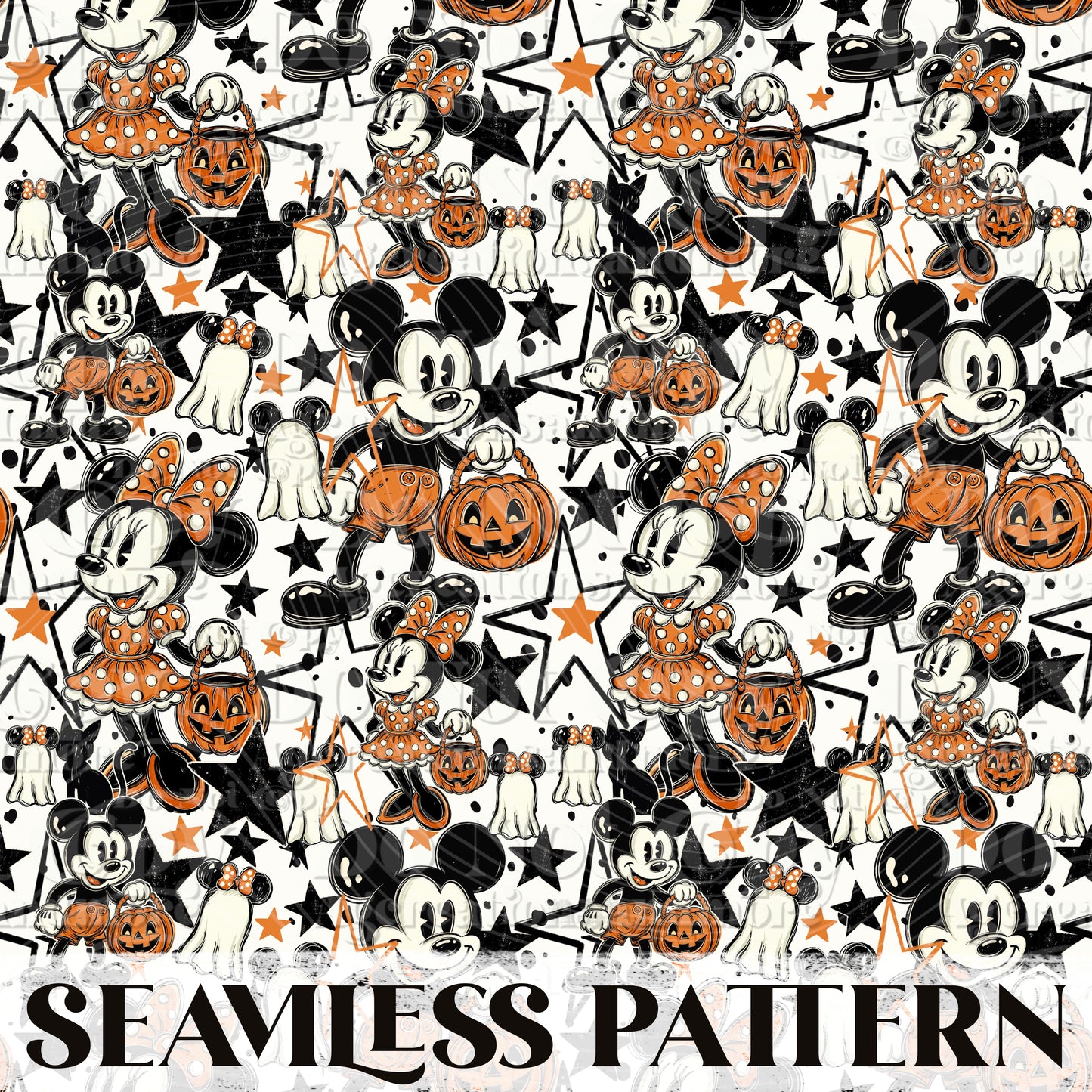 Vintage Mouse Seamless Pattern PNG