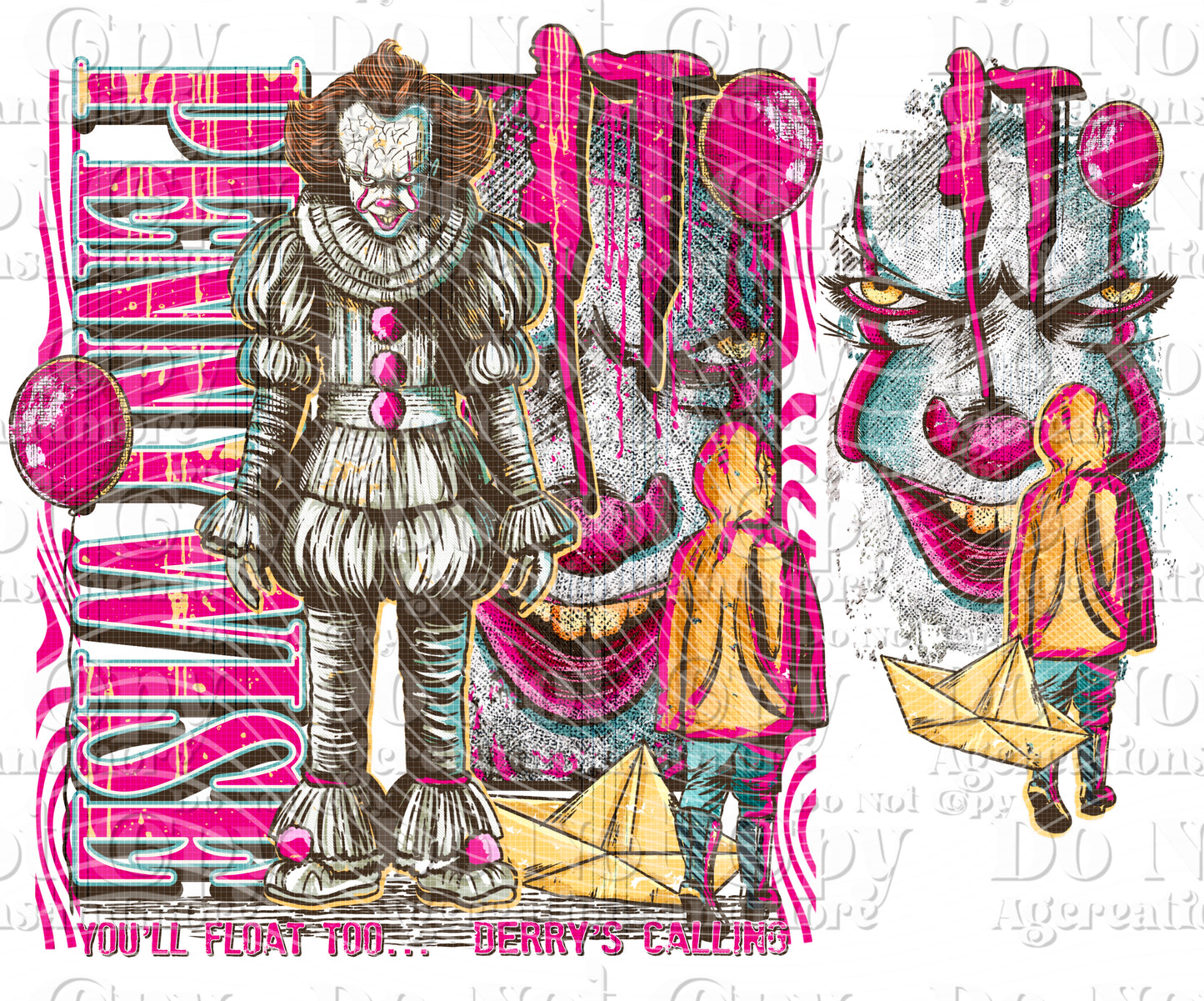 Pennywise - IT - Pink - Clown horror set digital download png