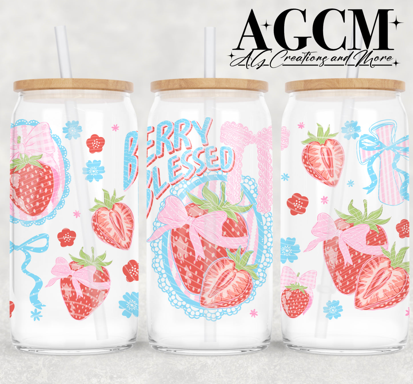 Berry blessed 16oz Libby wrap PNG