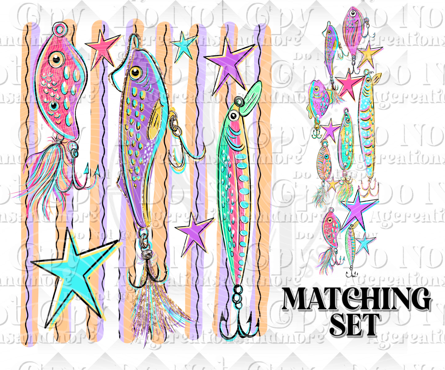 Lures set lines Digital Download png design