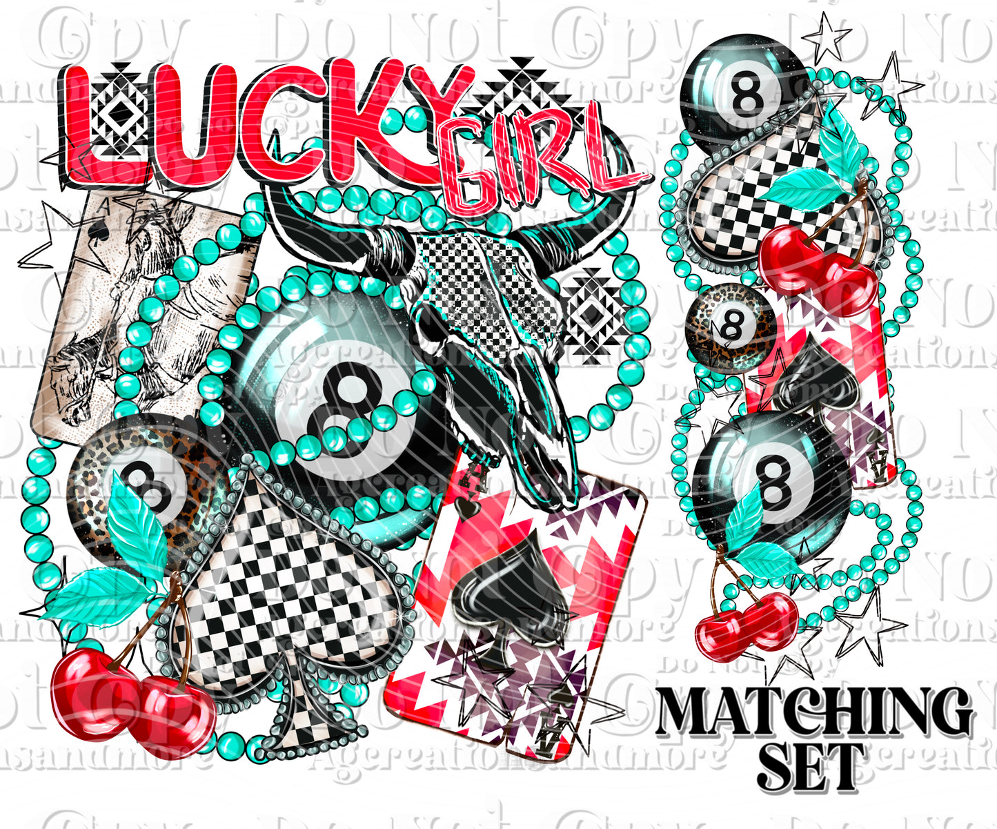 Cherry Lucky Girl Digital Download PNG