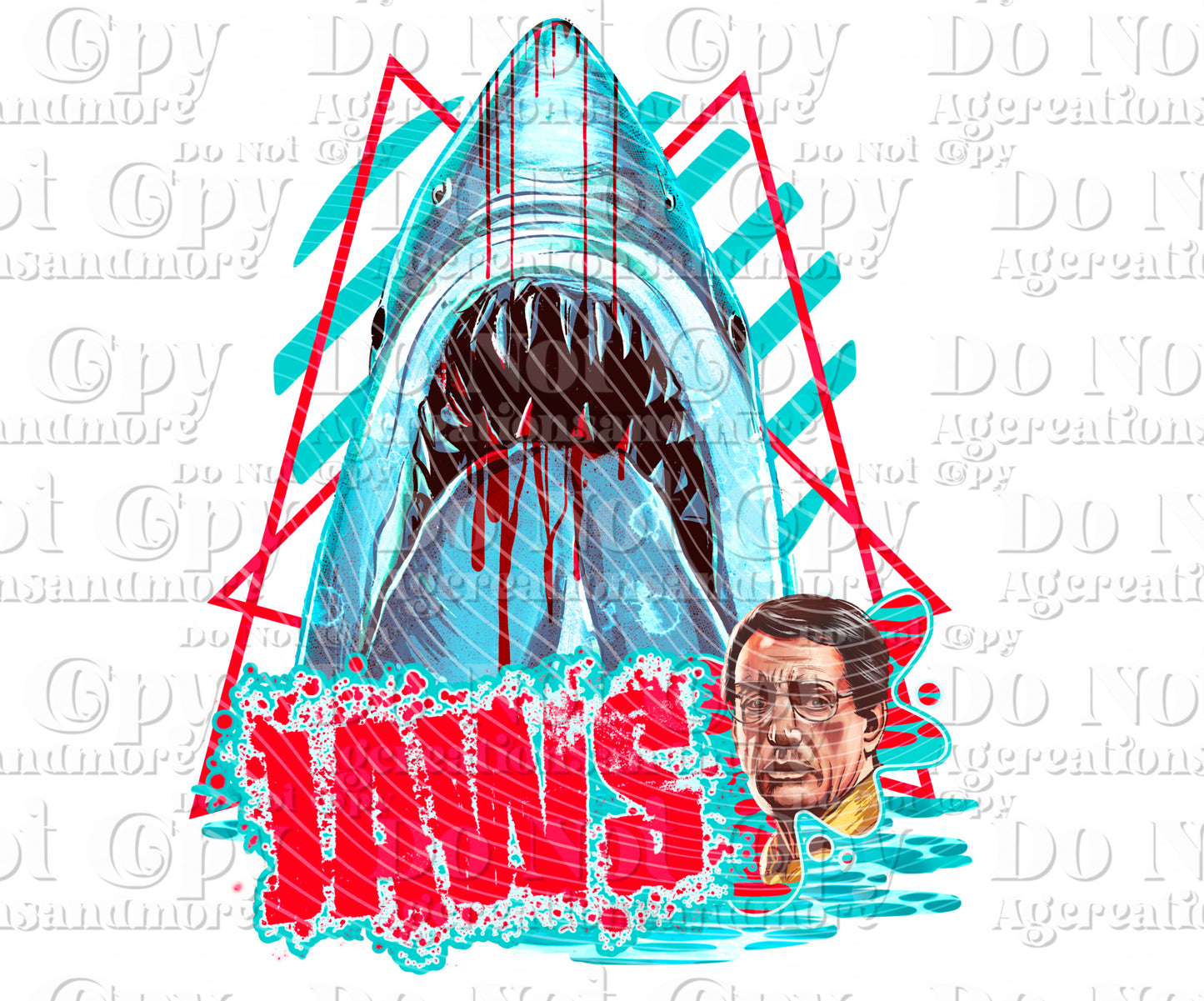 Retro 1975 Shark Digital Download PNG