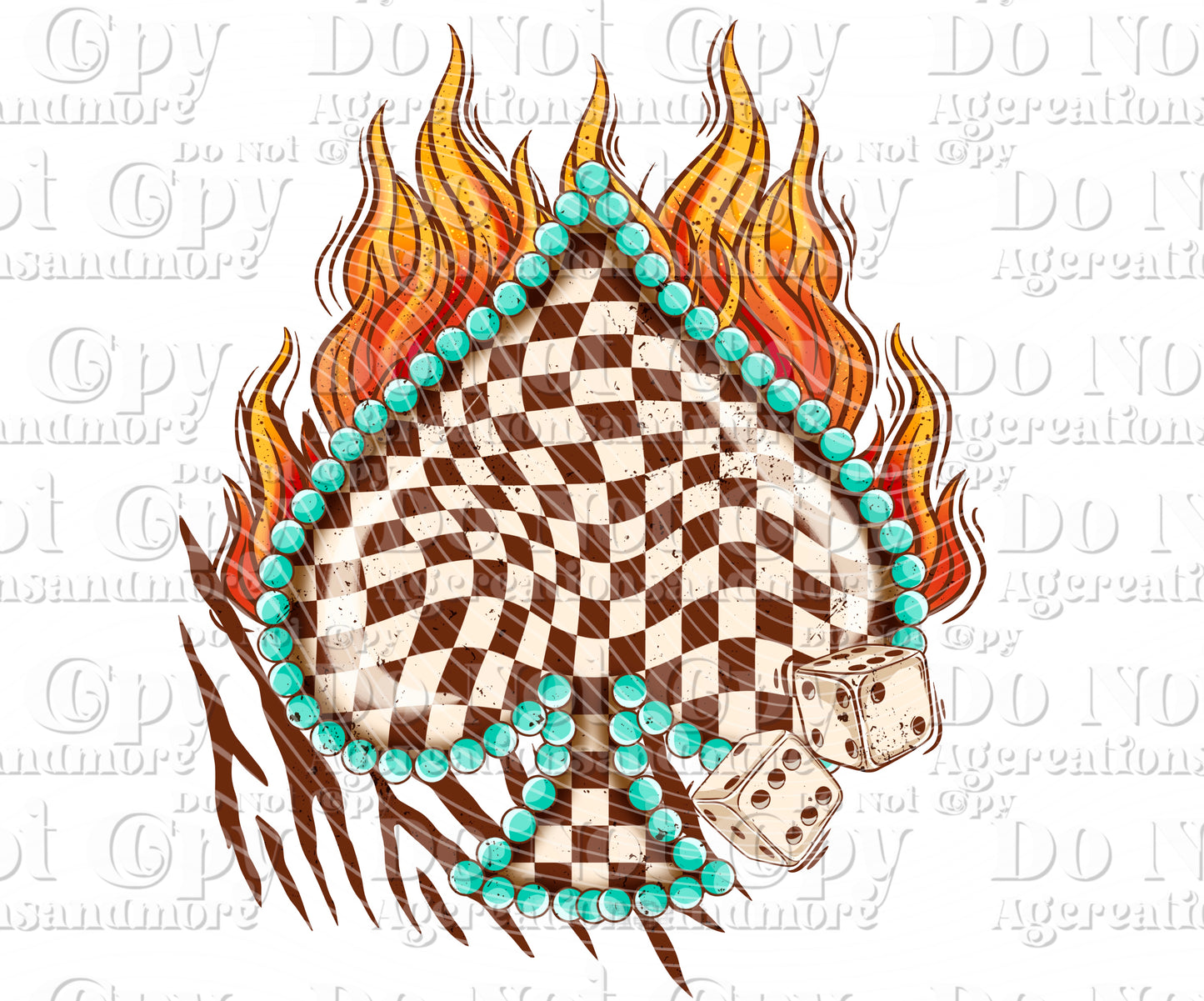 Checker Spades fire Digital Download PNG