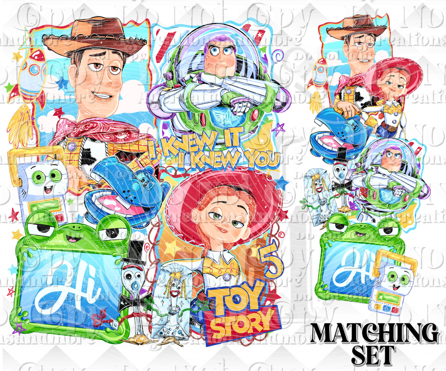 Cowgirl and Friends set DISTRESSED Digital Download png design
