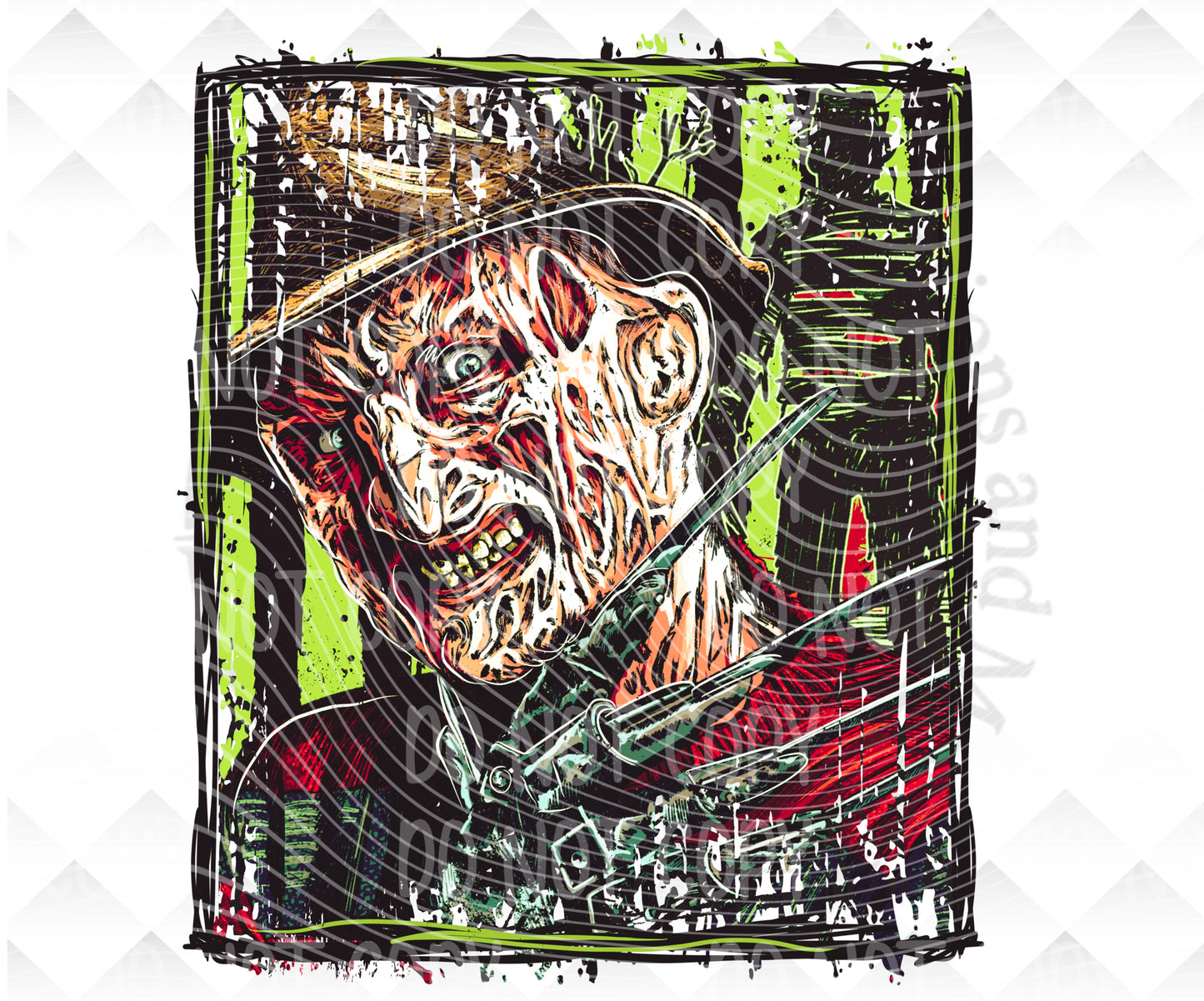 Elm street green stripes Digital Download png design