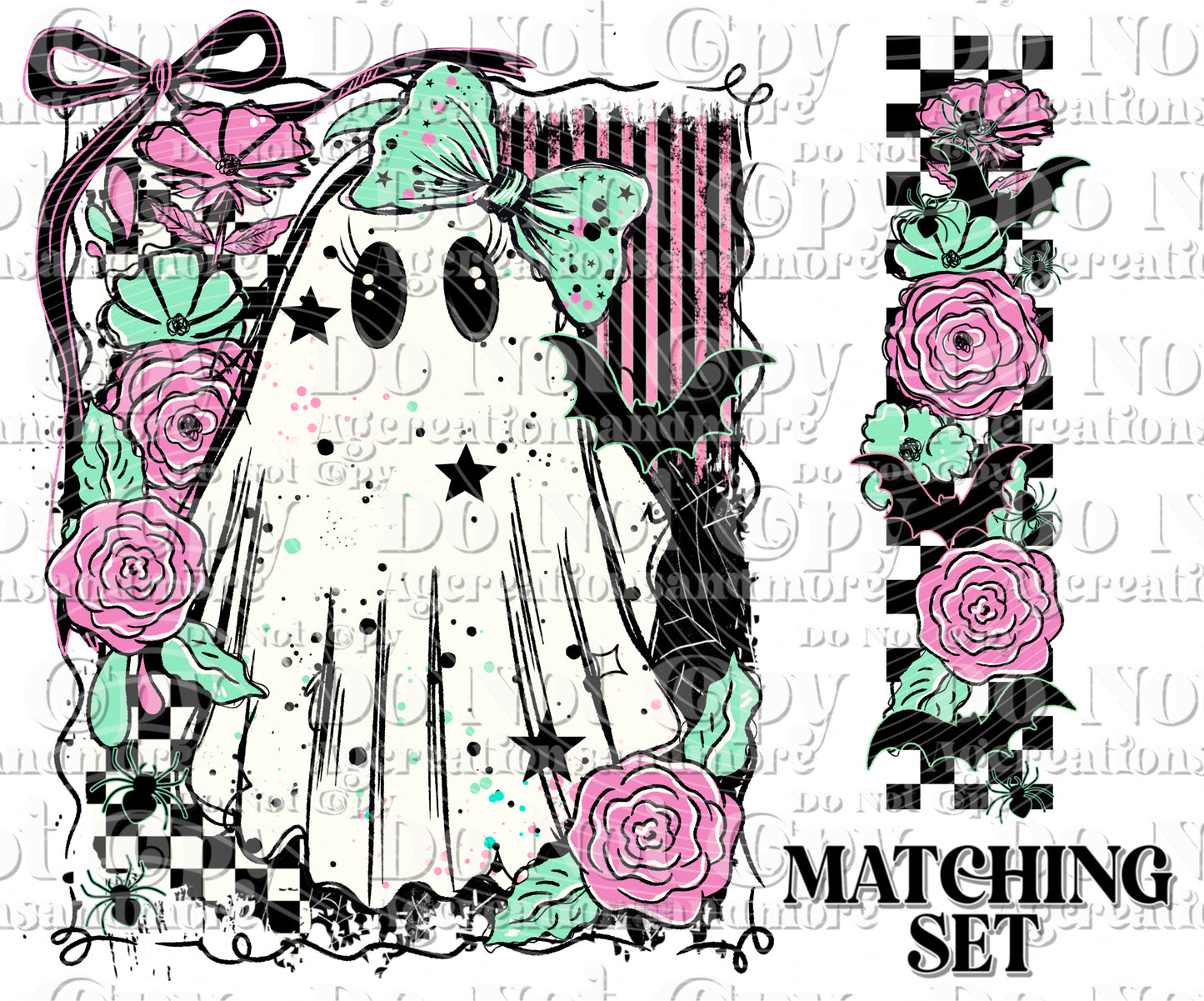 Pastel Spooky Ghost floral Digital Download PNG