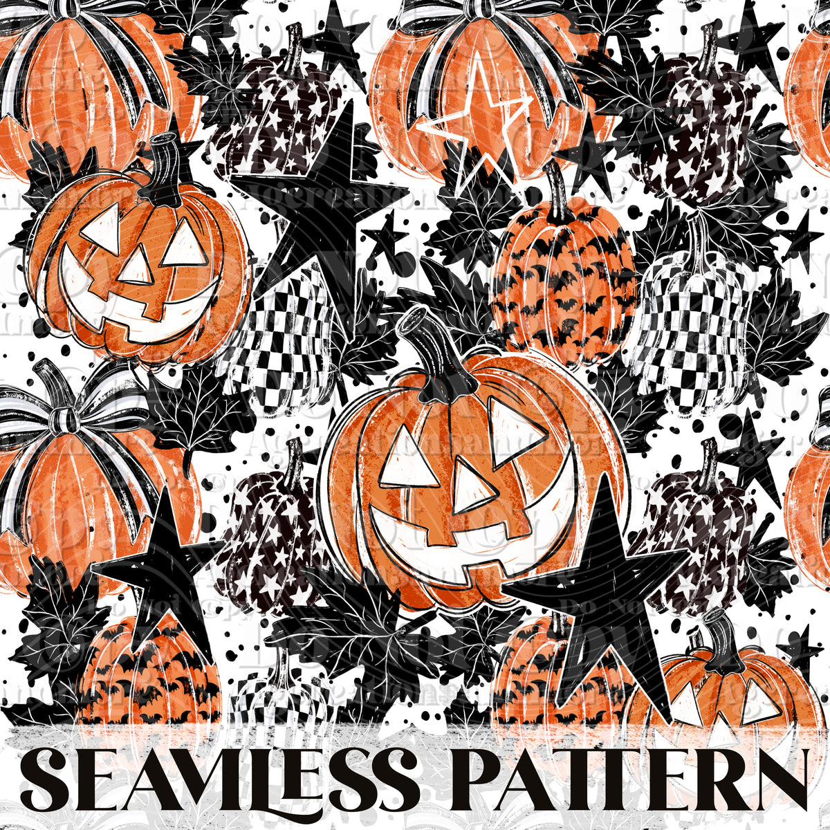 Pumpkins Seamless Pattern PNG