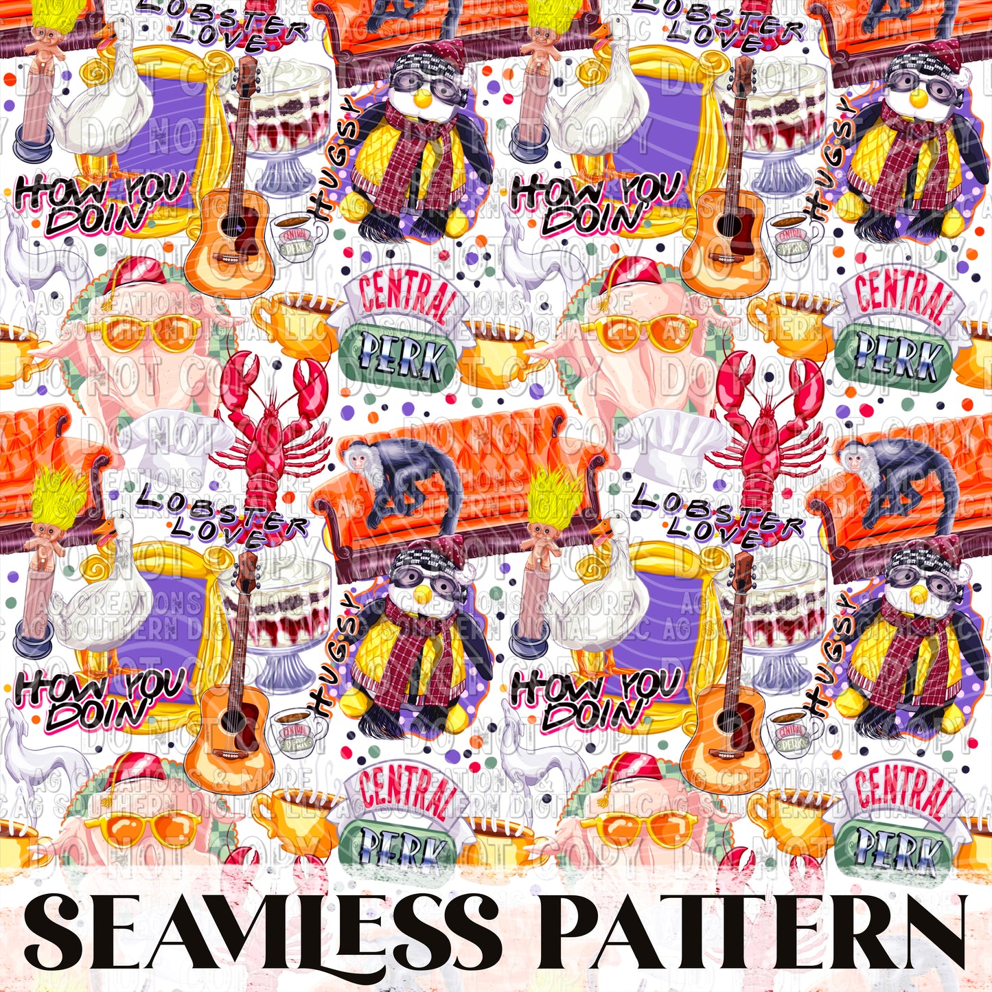 Central Perks Seamless Pattern PNG