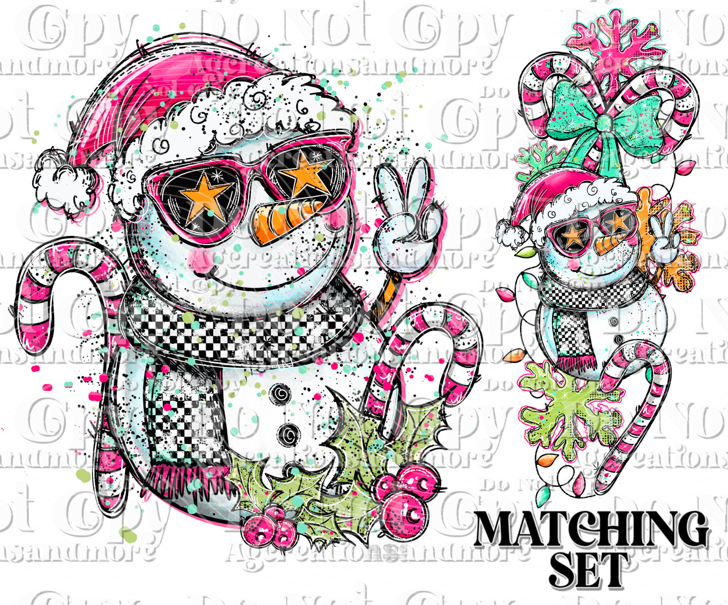 Doodle Snowman set Digital Download PNG